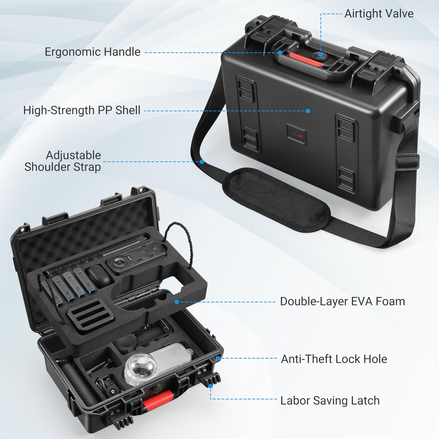 STARTRC VCR Carrying Case for Insta360 X4, Waterproof Travel Case Organizer for Insta 360 X4 Accessories with Double Layers, Large Storage, Hard