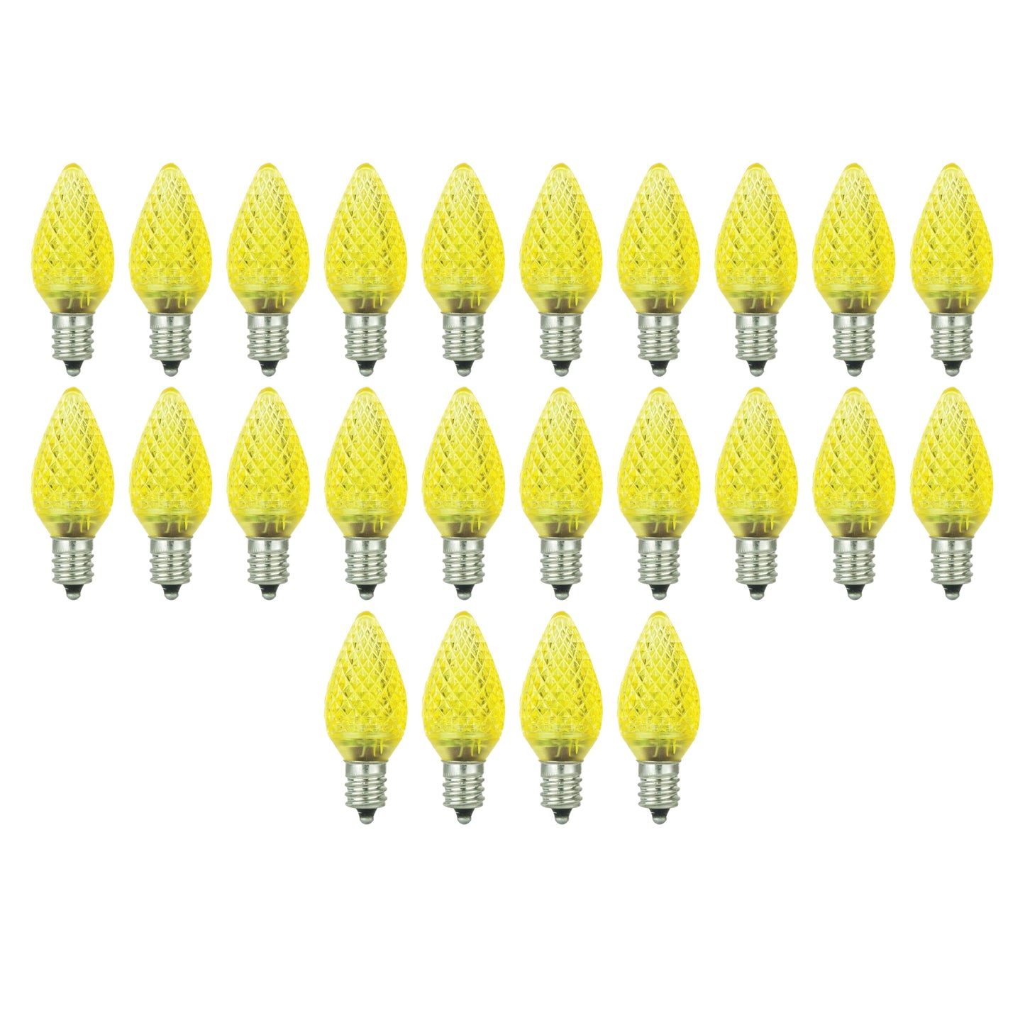 Sunlite 40462 LED C7 Holiday Decorative Light Bulb, 0.4 Watts, E12 Candelabra Base, Faceted Christmas-Lights; Nightlight, Yellow