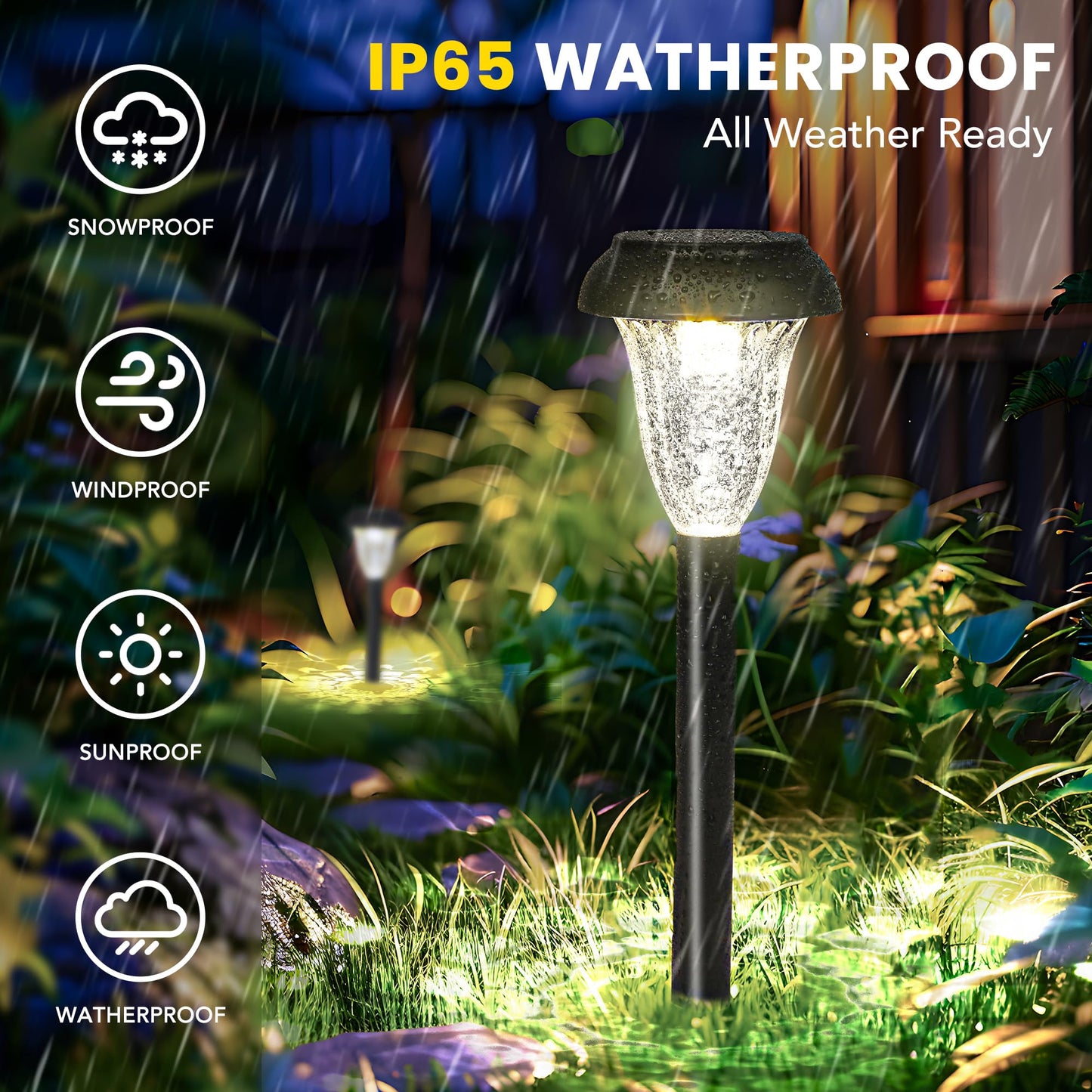 GIGALUMI 12 Pack Solar Lights Outdoor Waterproof, Cool White Pathway Lights Solar Powered, Landscape Lighting, Solar Garden Light for Decor, Patio
