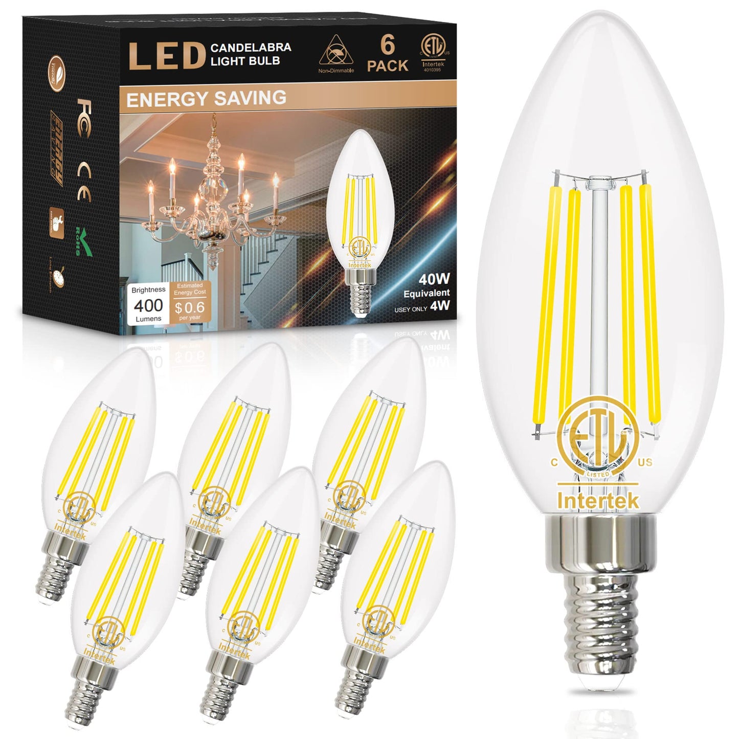 hansang E12 LED Candelabra Light Bulbs 40W Equivalent 5000K Daylight