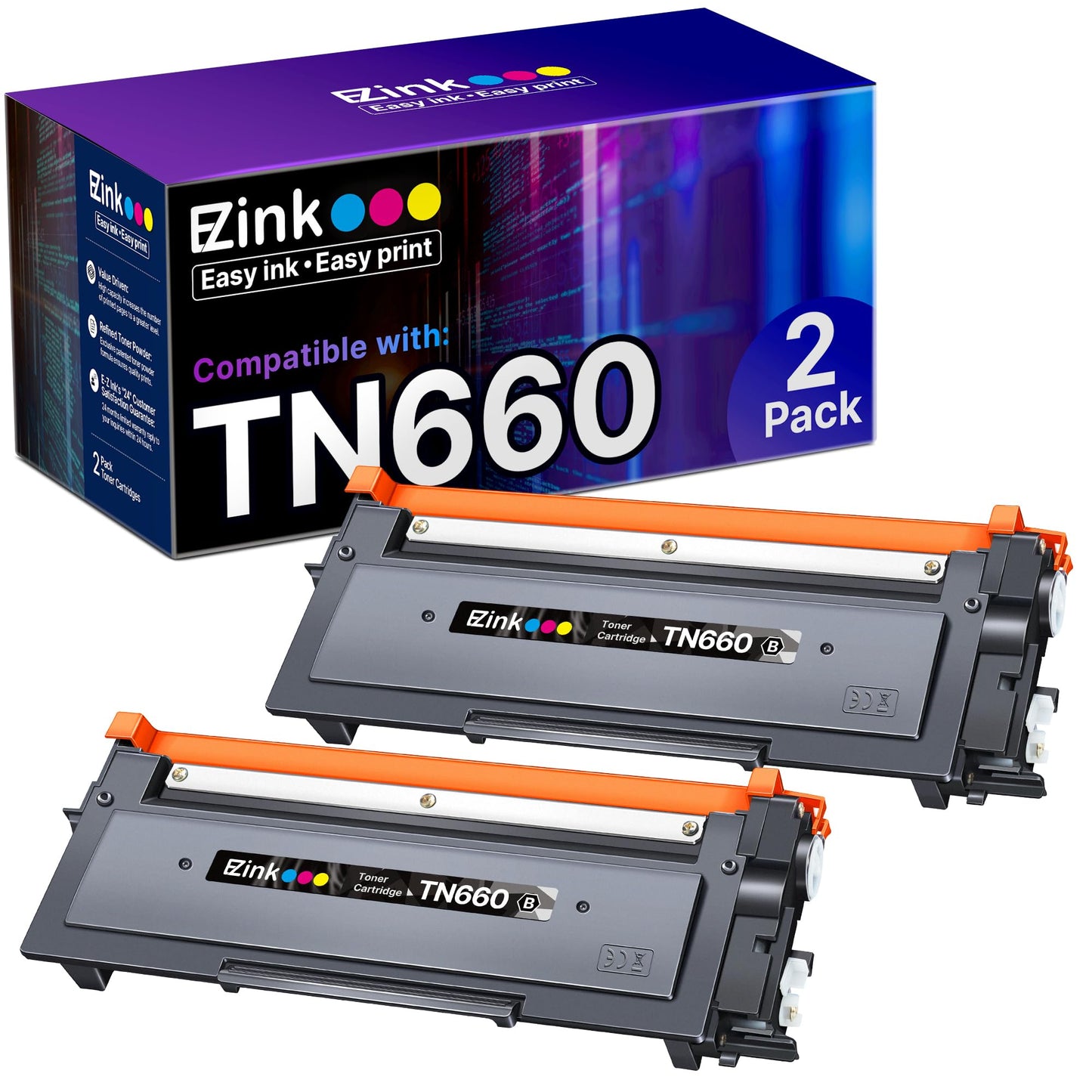 E-Z Ink TN660 Toner Cartridge Compatible for Brother TN660 TN630,2 Black