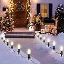 USOKYO 45Ft C9 Led Christmas Pathway Lights Outdoor, 30 Warm White Bulbs Waterproof Connectable Christmas Walkway Lights for Driveway, Yard, Lawn