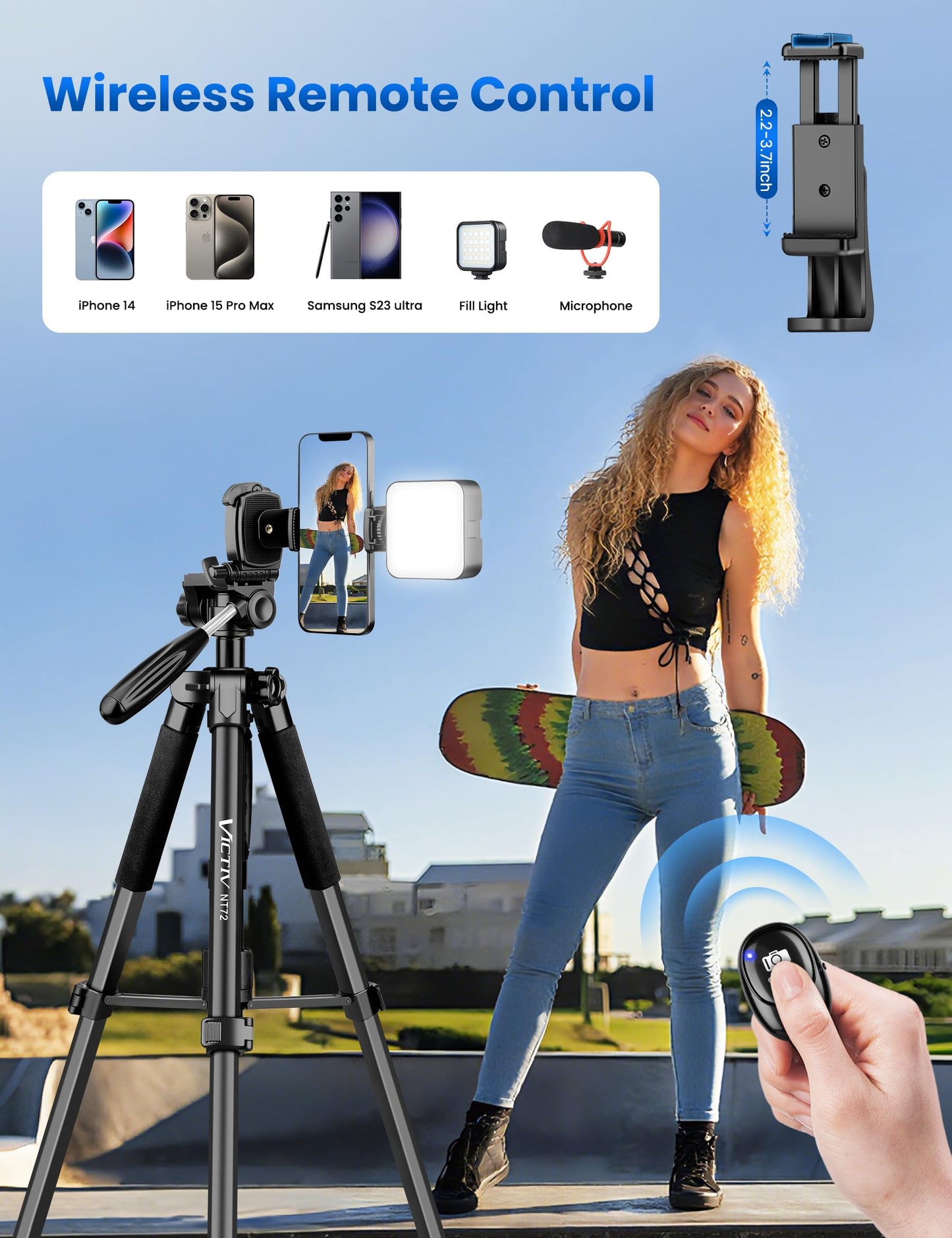 Tripod for Camera, 72" Tall Camera Tripod Monopod with Remote, Professional Heavy Duty Compact Camera Stand for Phone,DSLR, Spotting Scope, Telescope