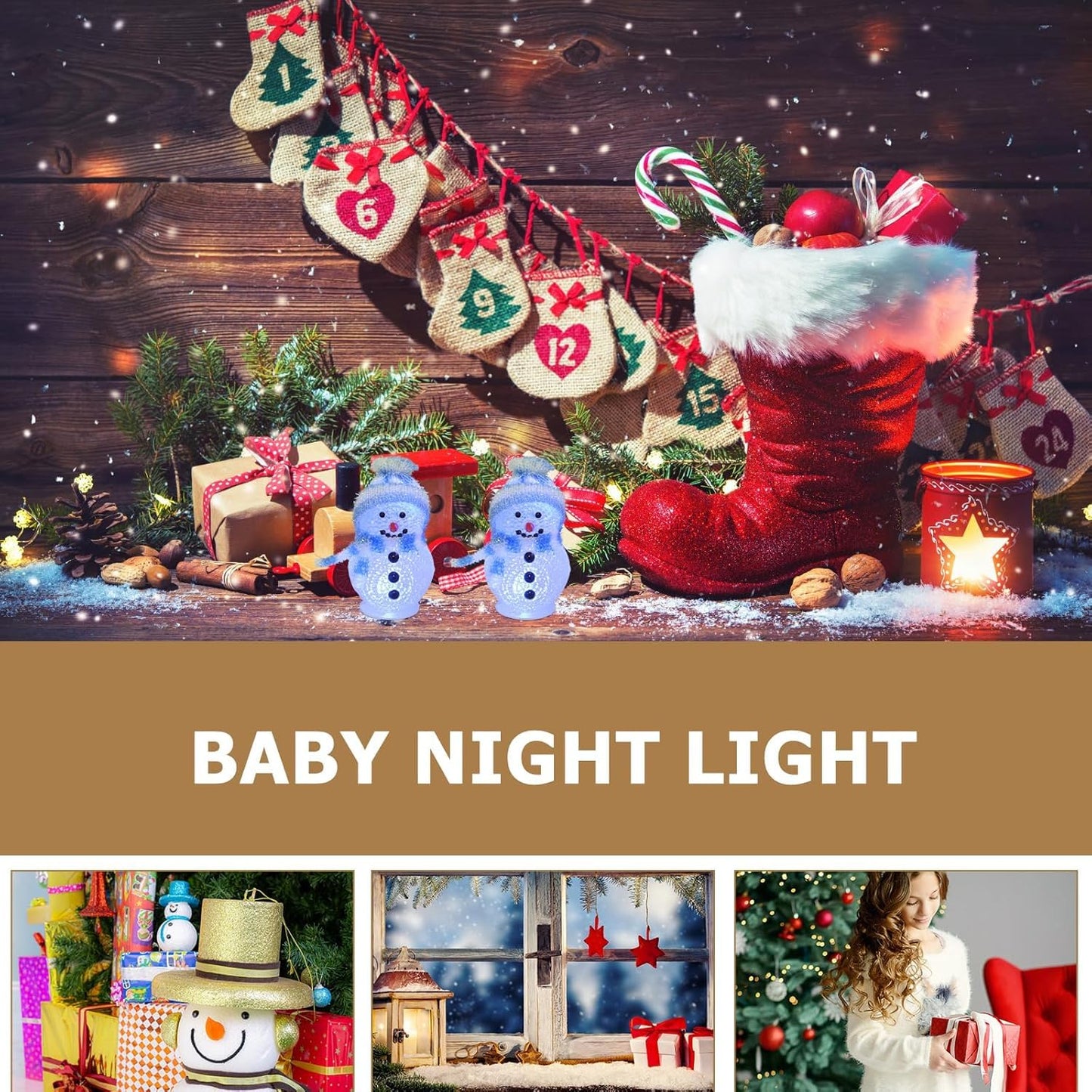 Uonlytech 2pcs LED Christmas Lights Light Up Snowman Ornaments with Hat USB Charging RGB Color Changing Night Light Christmas Table Centerpiece