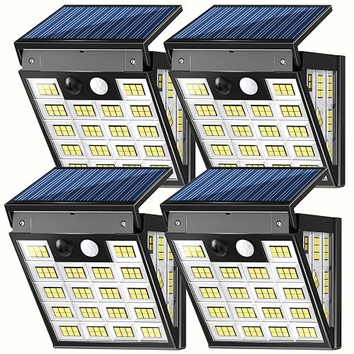 LIFENGSOLER 160LEDs Solar Motion Lights Outdoor,3-Sides Solar Wall Lights Outdoor, 270° Wide Angle, 3 Lighting Modes Security Light for Front Door