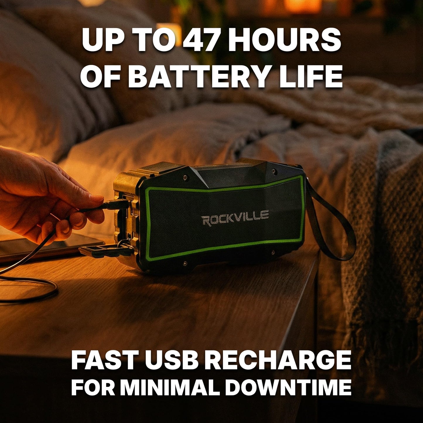 Rockville Rock Everywhere 15W Portable Bluetooth Speaker, IPX6 Splashproof, TWS Linking, Long Battery Life, for Outdoor and Indoor Use