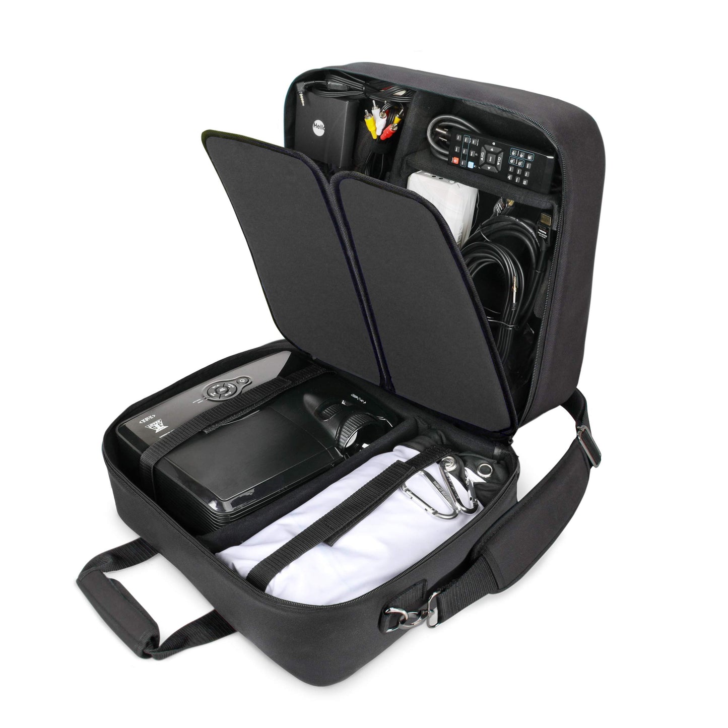 USA GEAR Projector Case - Portable Projector Bag Compatible with Epson Home Cinema 1060, GooDee 2020, YABER Y30, and More Movie Projectors - Scratch