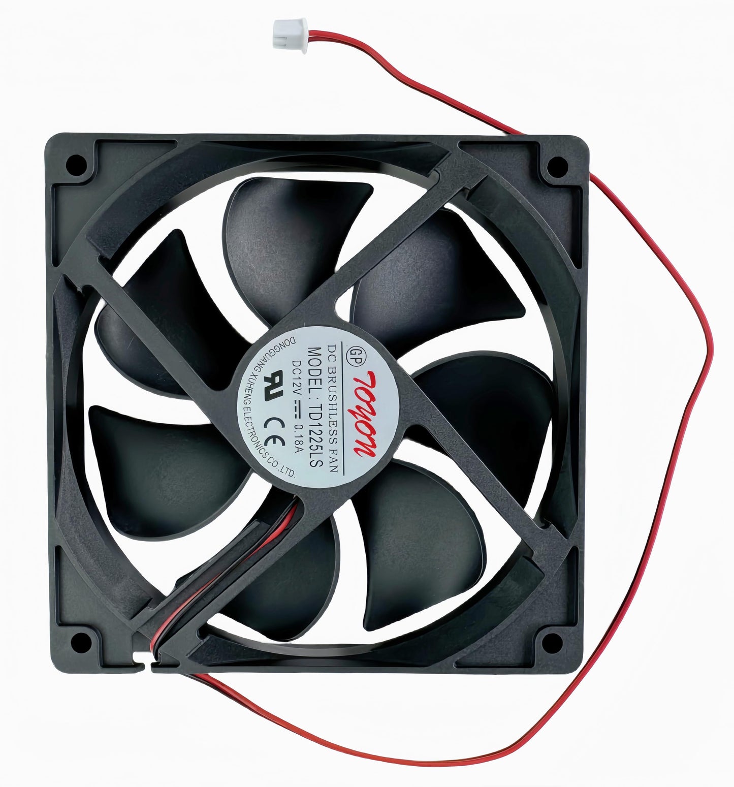 TD1225LS Cooling Fan, DC12V 0.18A 120x120x25mm 2-Wire DC BRUSHLESS Fan TD1225LS