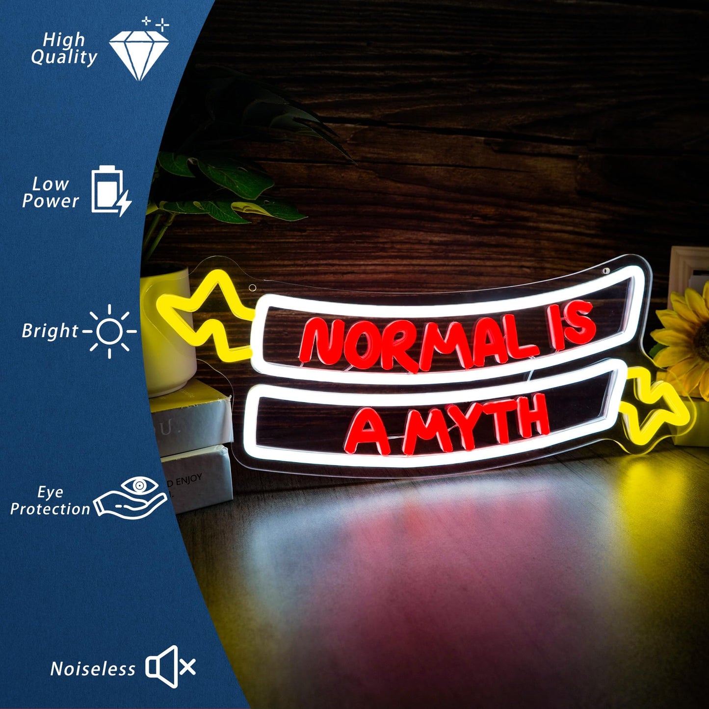 Normal Is A Myth Neon Sign, Sci-Fi Inspired Neon Light for Wall Decor, Dimmable USB Powered Fantasy Inspired LED Sign for Bedroom, Dorm, Game Room