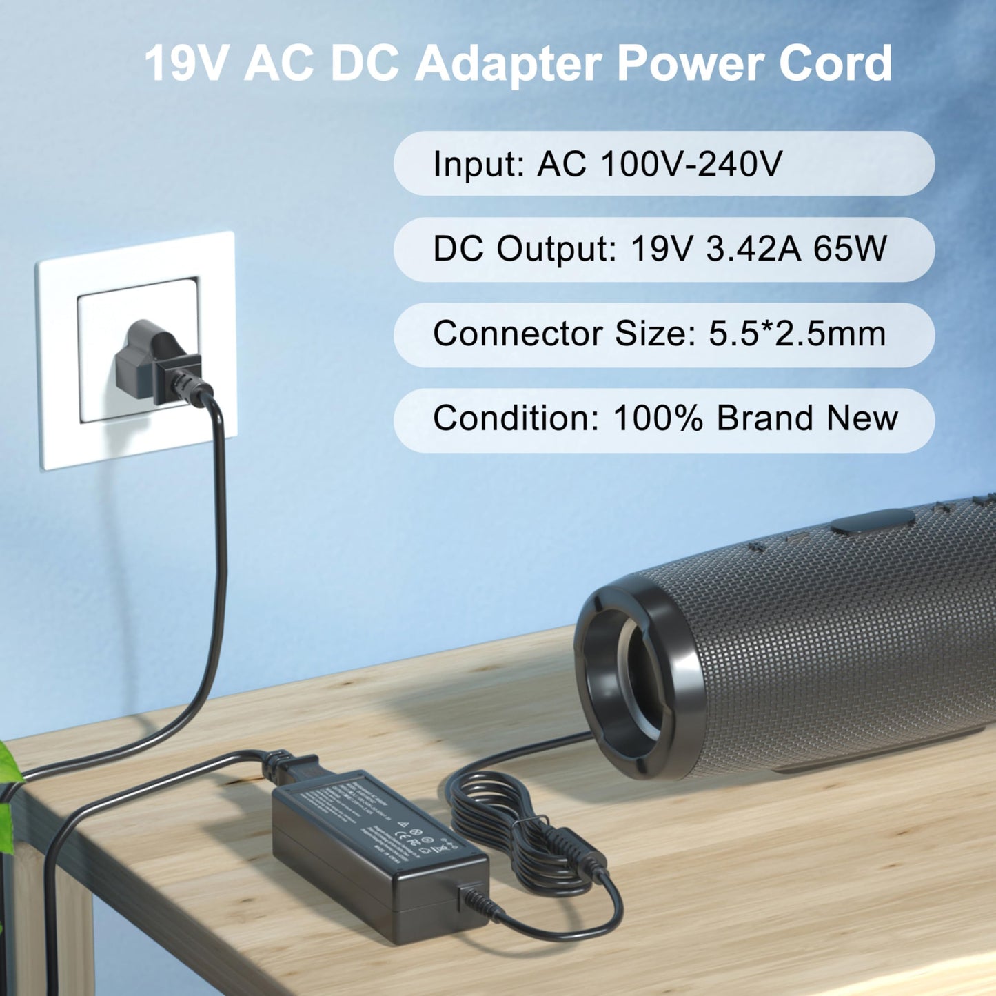 19V Power Cord Compatible with HP Monitor Charger 27es 23es 27xi 27er 27xw 22cwa 22bw 23er 23xw vh240a 24f 24ea 25er 25xi 25vx 27f Monitor Compatible…