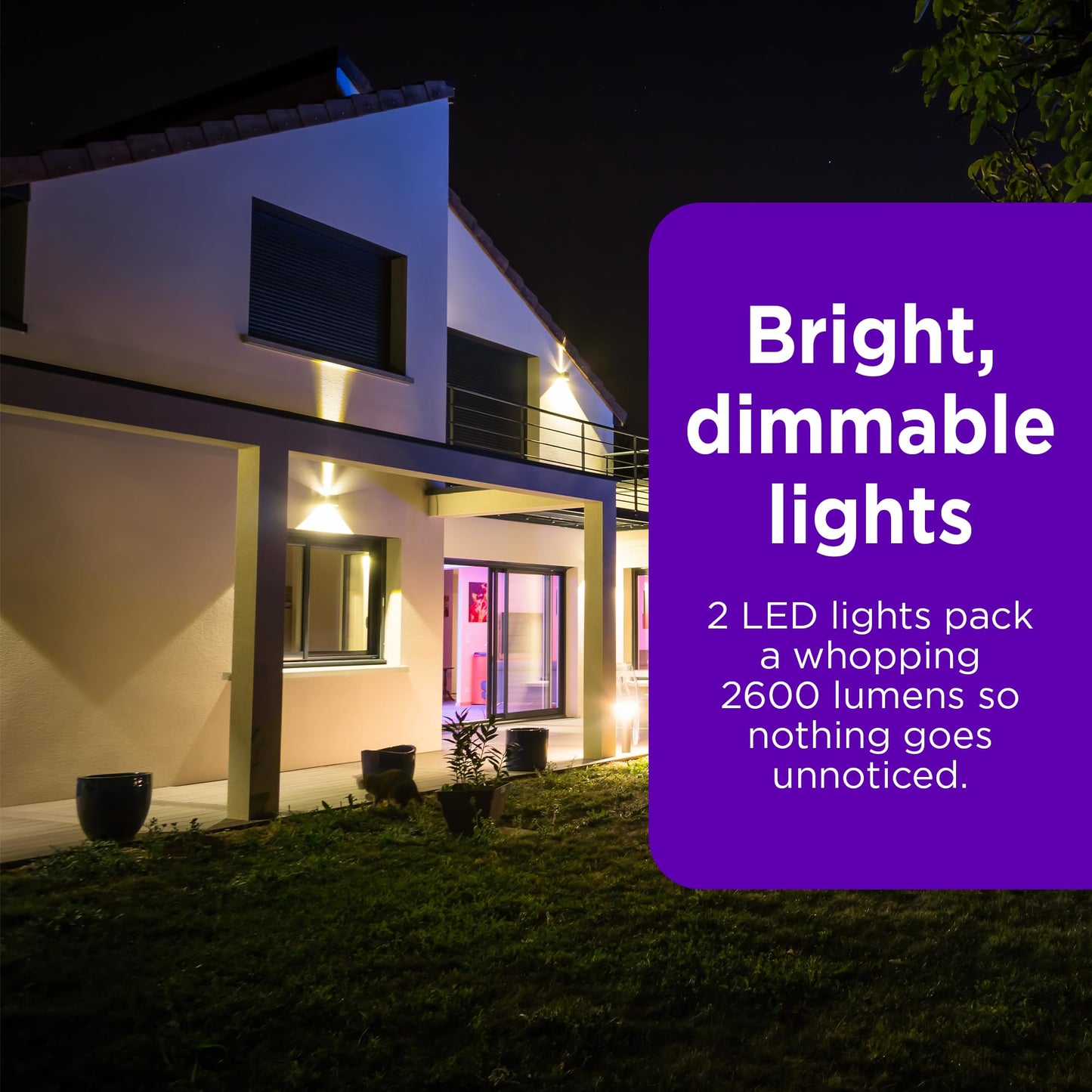 Roku Floodlight Camera for Home Security, Wired Outdoor Security Camera with 270° 1080p HD Night Vision, Dimmable Floodlights, Motion & Sound