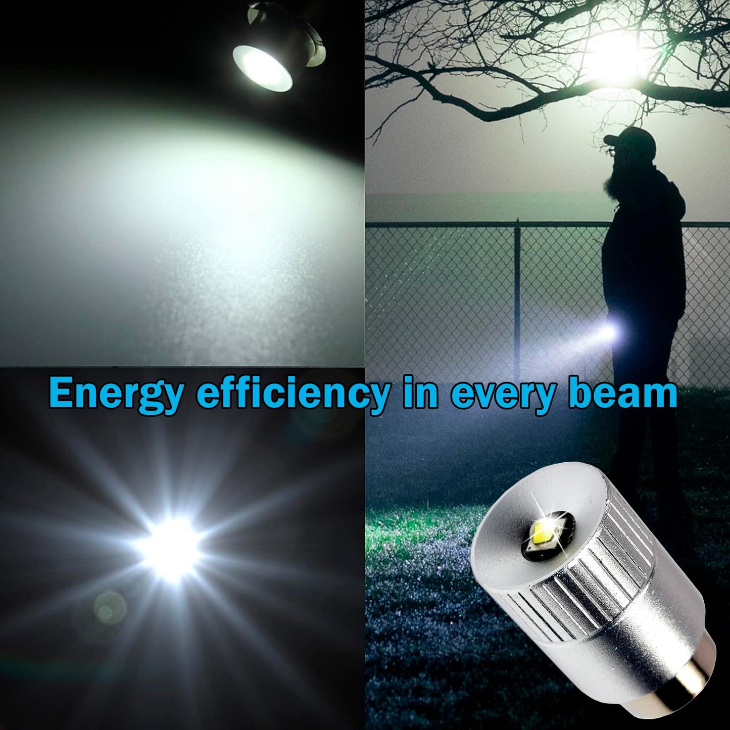 HQRP Ultra Bright 300Lm High Power 3W LED Conversion Upgrade Bulb Compatible with Mag-Lite 3-4-5-6 D/C Cell Torch Flashlight, Maglite 3D 4D 5D 6D / 3C