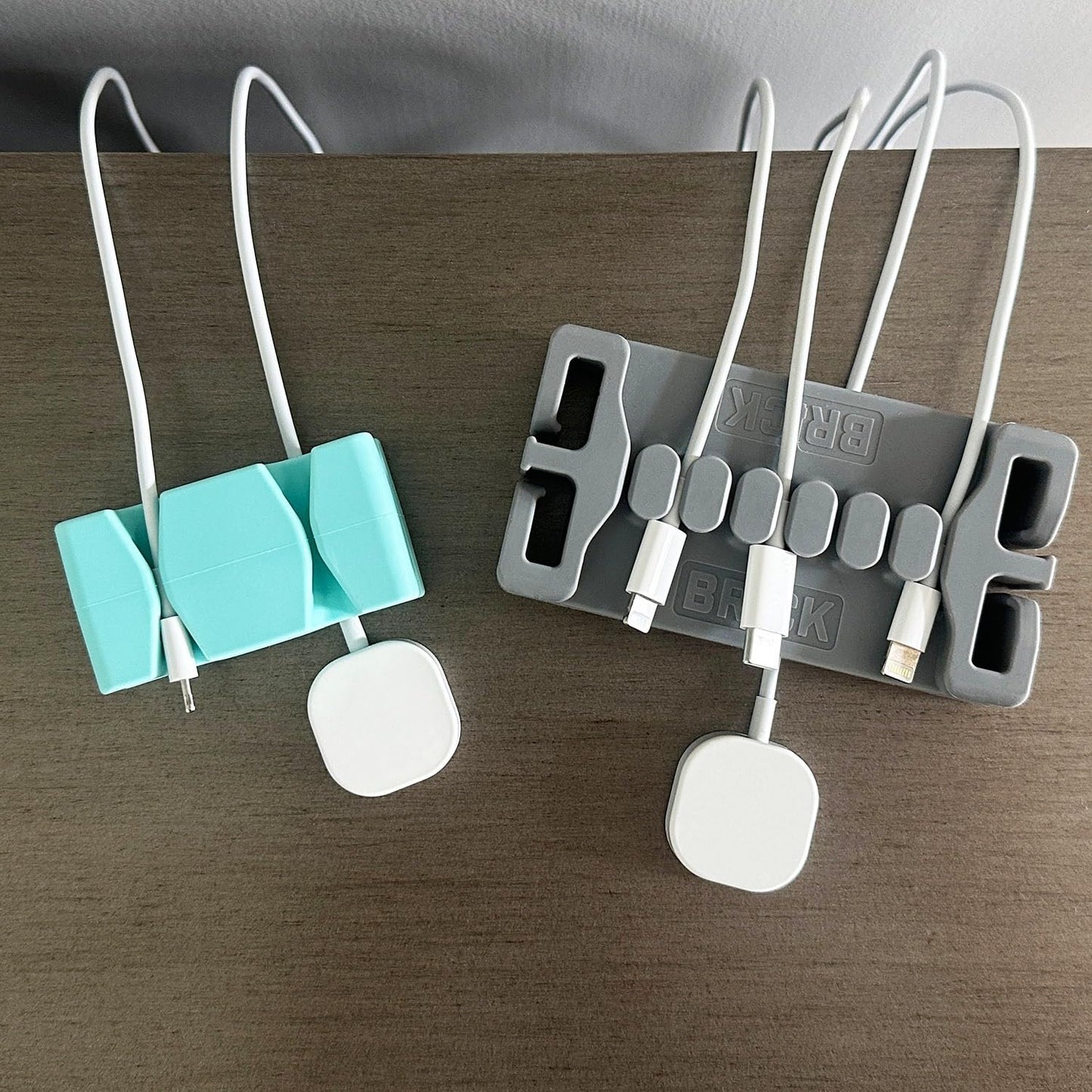 CordBrick/DeskBrick Bundle Weighted Cord Holders for Nightstand & Desk - Phone Charger Cable Management Travel, Phone Accessory, Stocking Stuffer