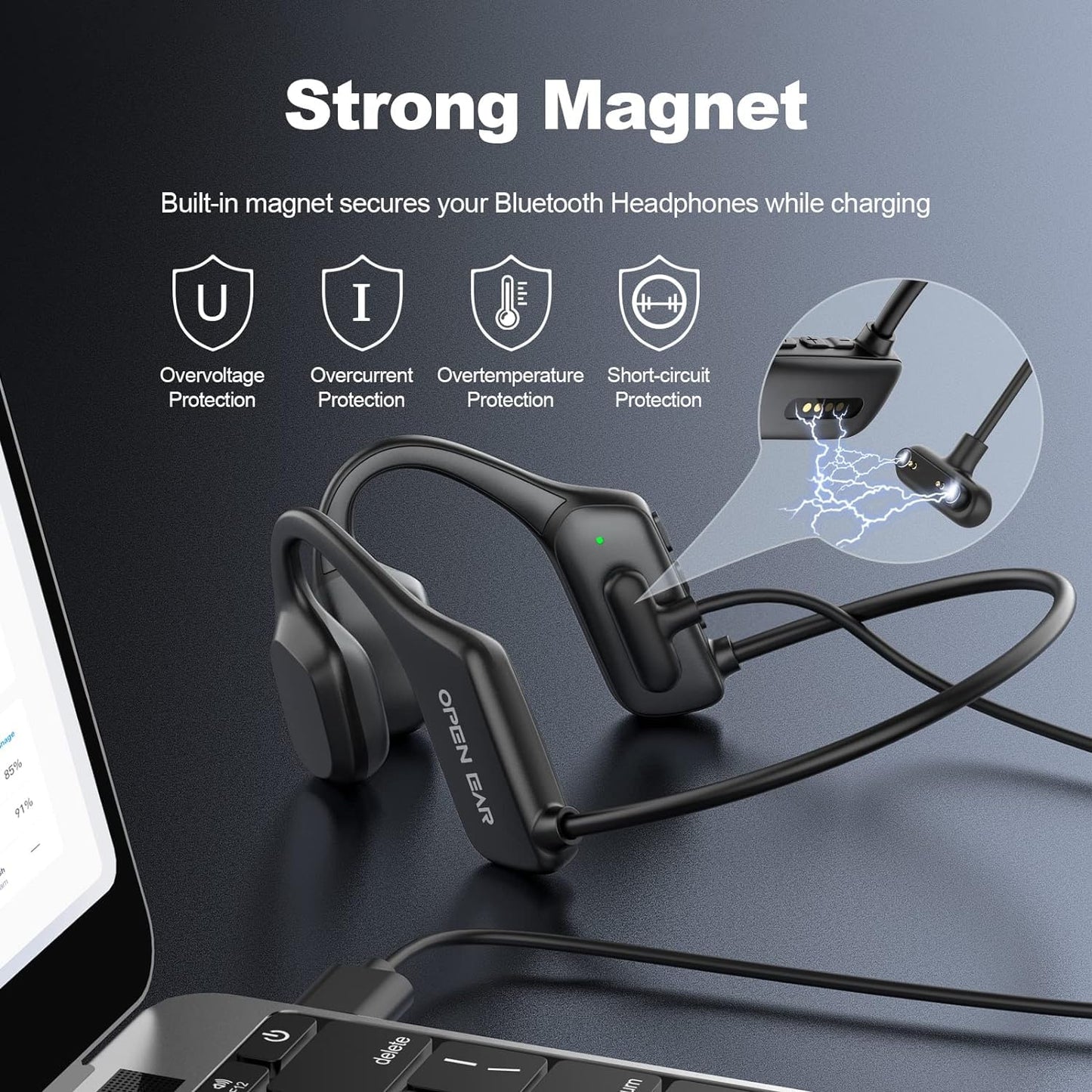 XIMAND Magnetic Charging Cable 2-Pin 7.62mm Bone Conduction Open-Ear Wireless Headphones,Replacement USB Charger Cord Headphones Cable or Some Smart