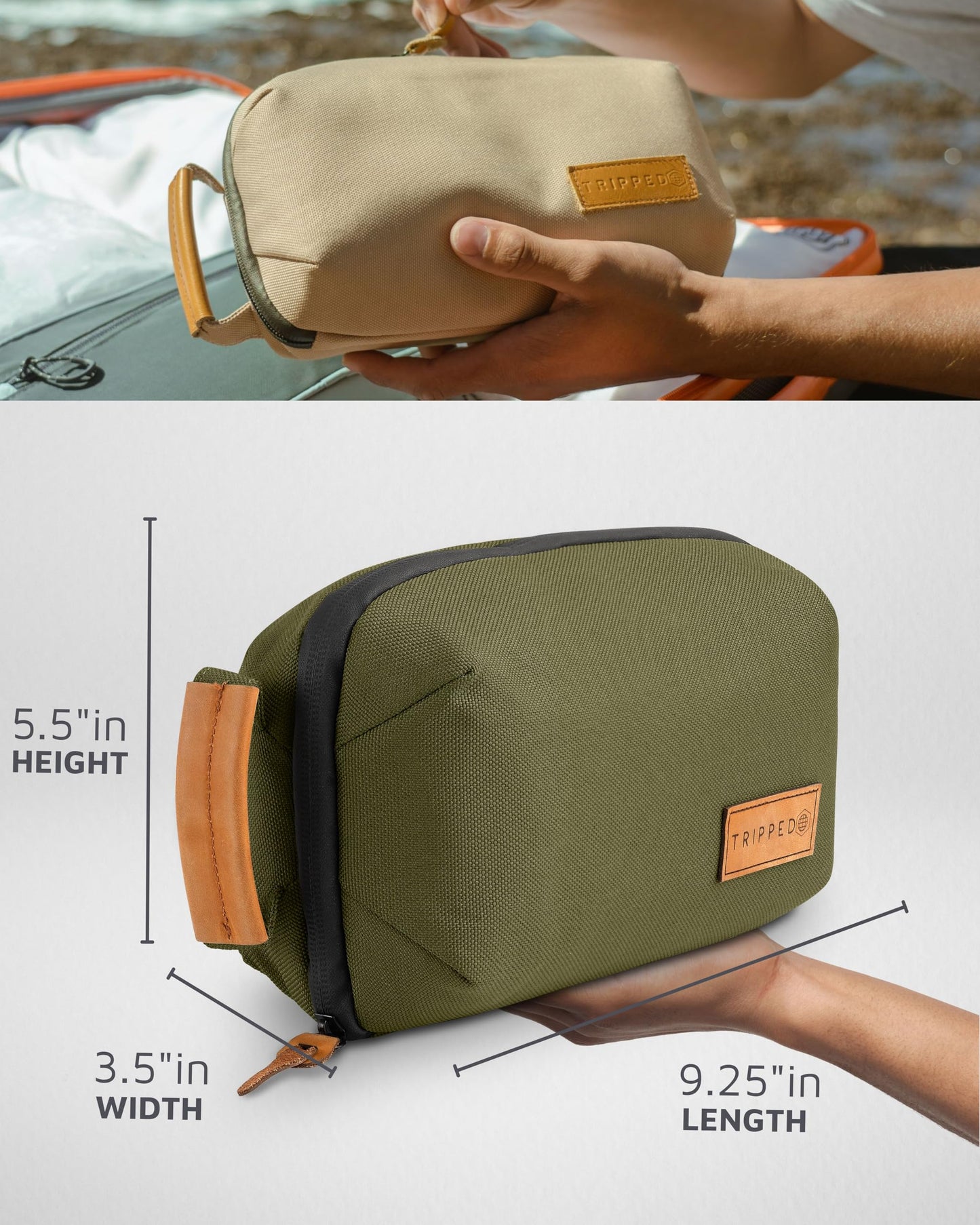 Tech Bag Organizer - Small Electronics Organizer Pouch for Travel - Premium Travel Case with Leather Accents - Mesh Pocket for Cables, Cords and