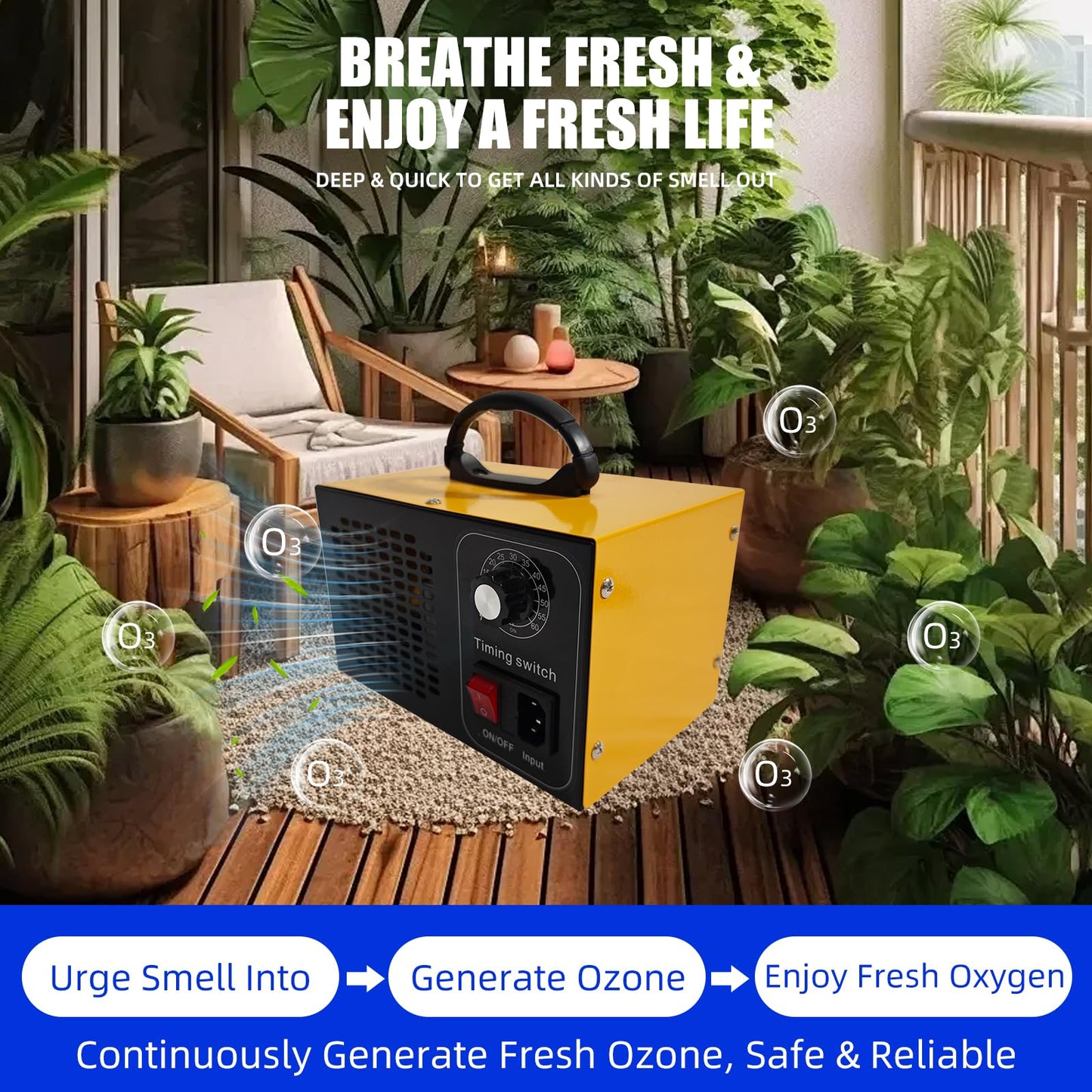 Ozone Generator, O3 Air Purifiers Odor Eliminator, High Capacity Ozone Machine, Ionizer Air Purifier Ozone for Home, Commercial, Industrial