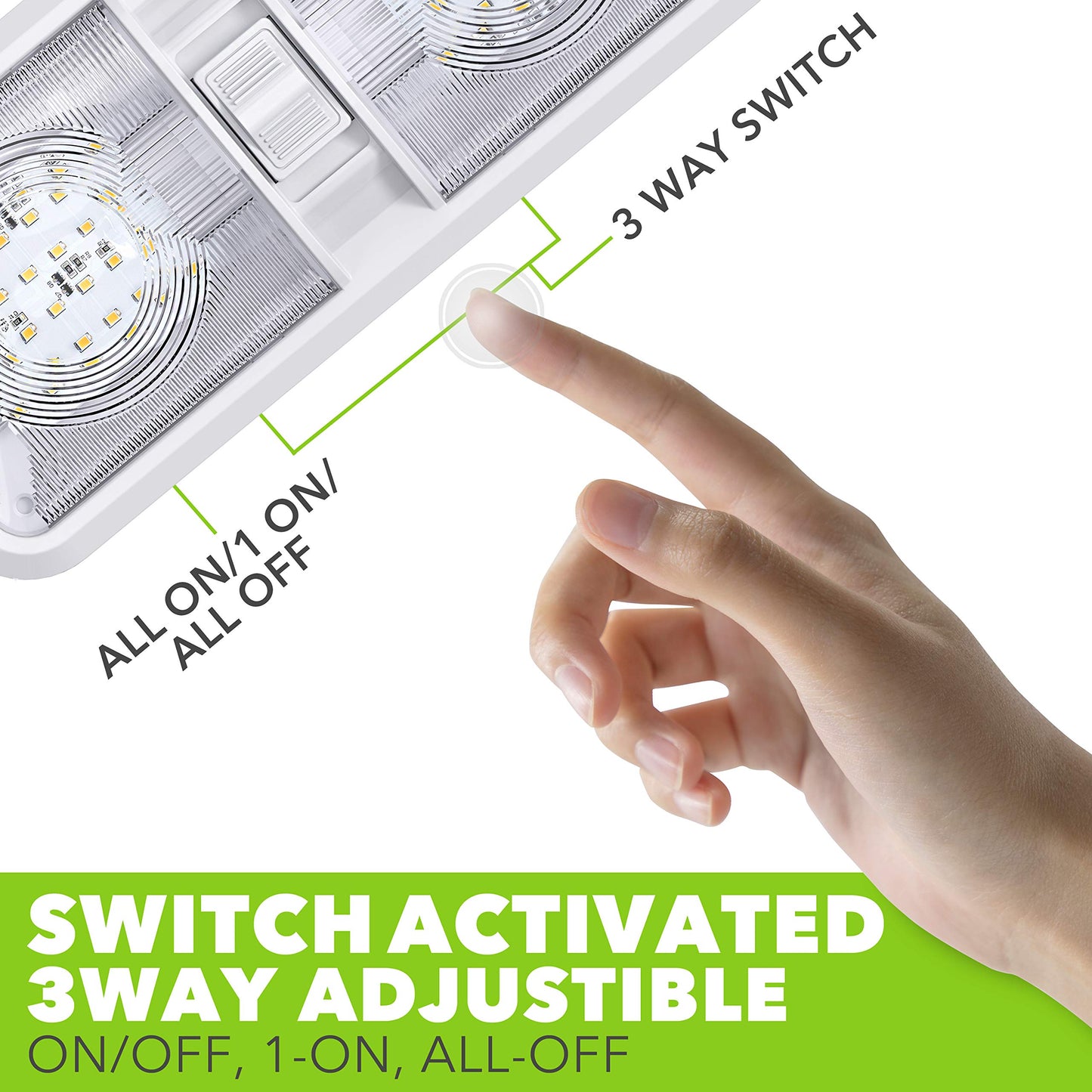Leisure LED 2 Pack RV LED Ceiling Double Dome Light Fixture with ON/Off Switch Interior Lighting for Car/RV/Trailer/Camper/Boat DC 11-18V Natural