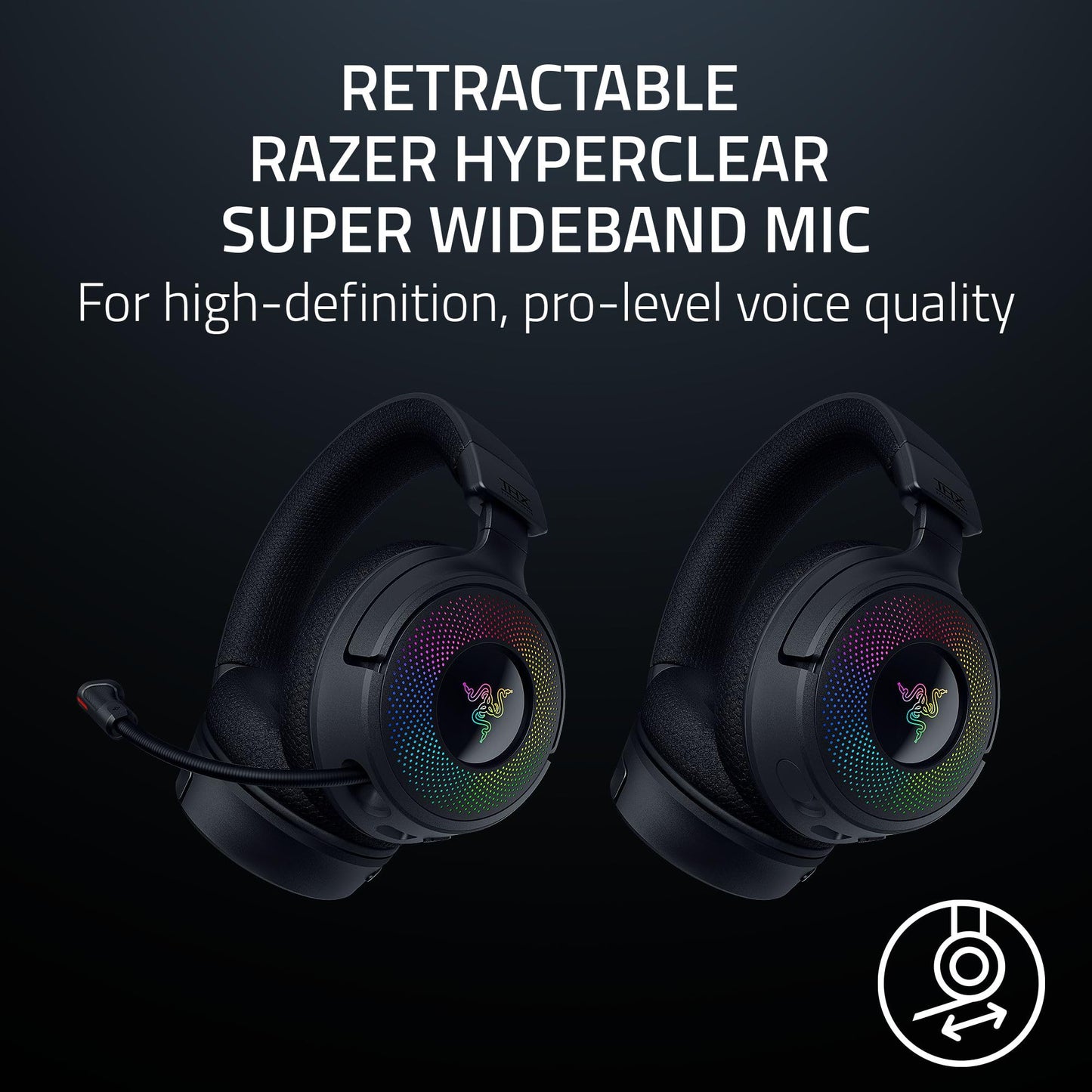 Razer Kraken V4 Wireless Gaming Headset: 2.4GHz, Bluetooth, USB - Super Wideband Mic - 40 mm Drivers - 9 Zone RGB Lighting - for PC, Mac, PS5