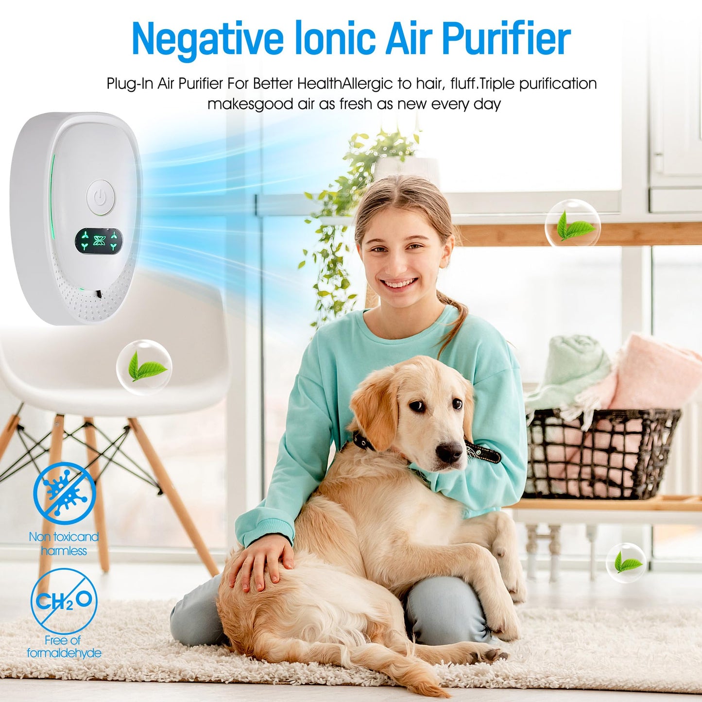 Oneluner Air Ionizers for Home,4-Pack Negative Ion Air Purifiers