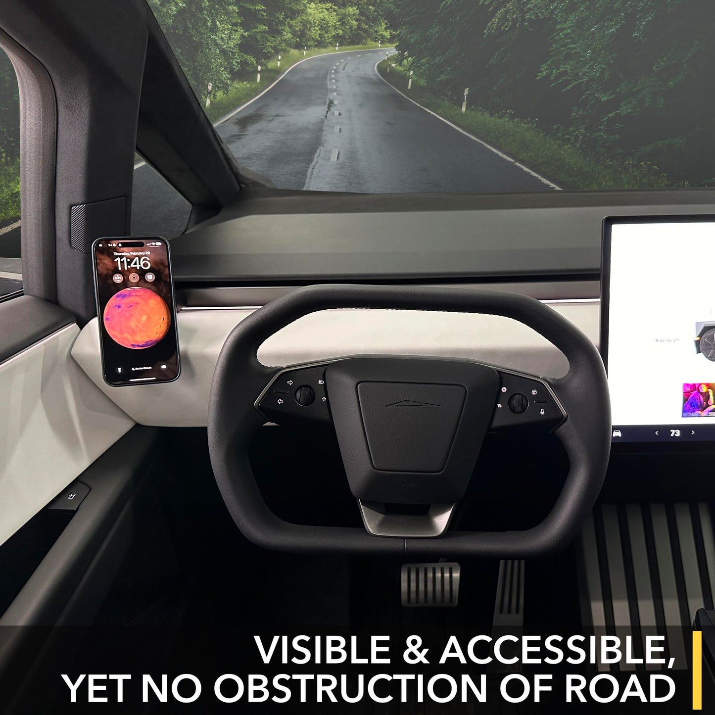 TWRAPS Phone Mount Charger for Tesla Cybertruck 2024-2026, Compatible with MagSafe Cases and iPhone 17 Including Pro & Max, No Glue Magnetic Dash