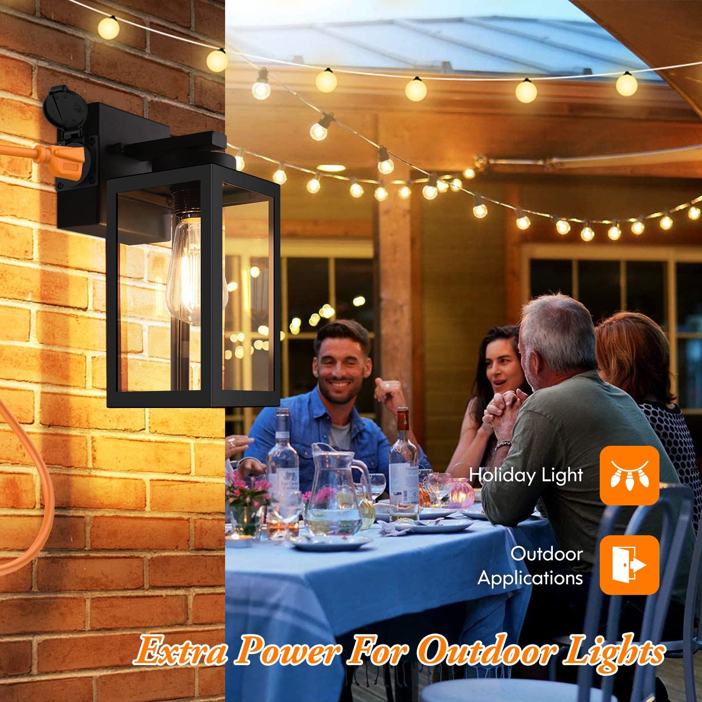 Bdrofn 2-Pack Porch Lights Outdoor Wall Lantern,Black Outdoor Wall Light with Outlet,Waterproof Anti-Rust Exterior Light Fixture Outside Lights
