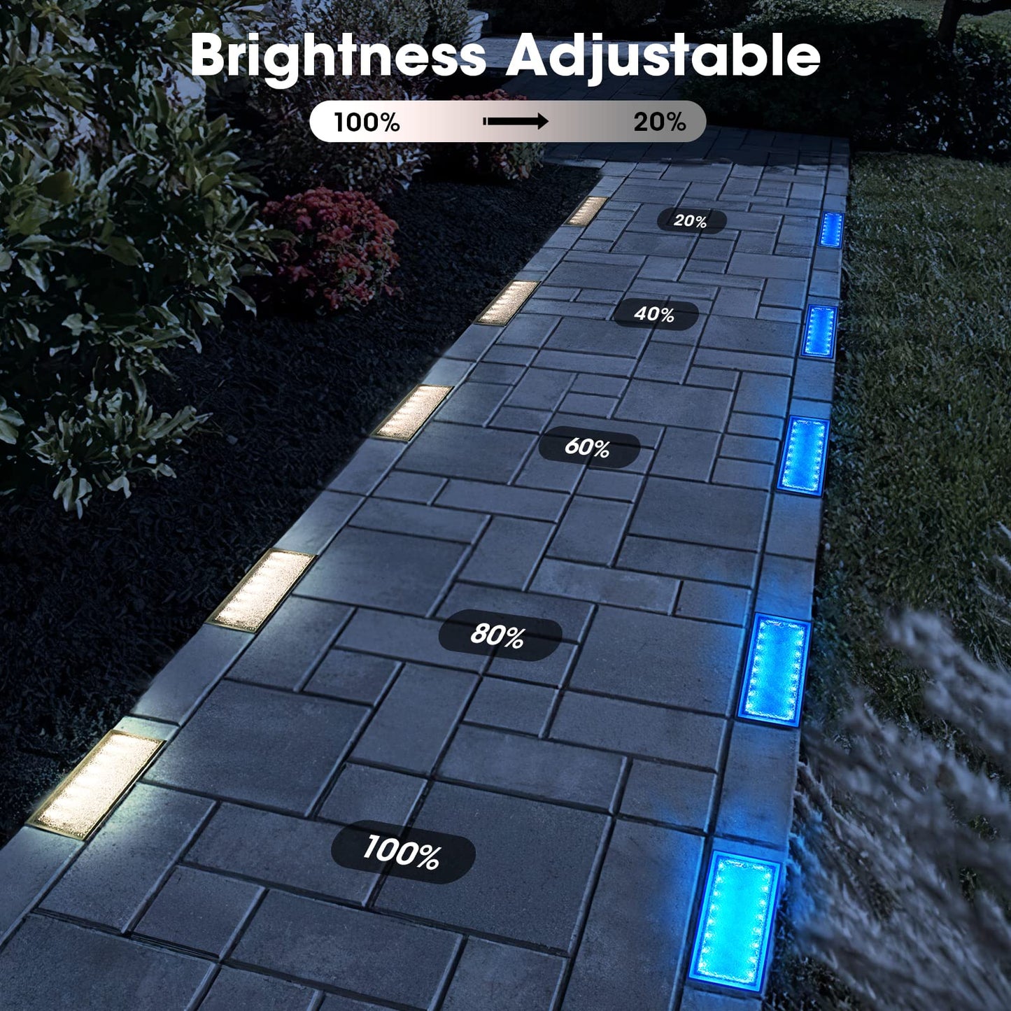 Dubofu Solar Paver Lights, 4x8 Brick Driveway Lights, IP67 Waterproof Outdoor Pathway Light, Recessed Landscape Lighting for Walkway, Patio, Garden