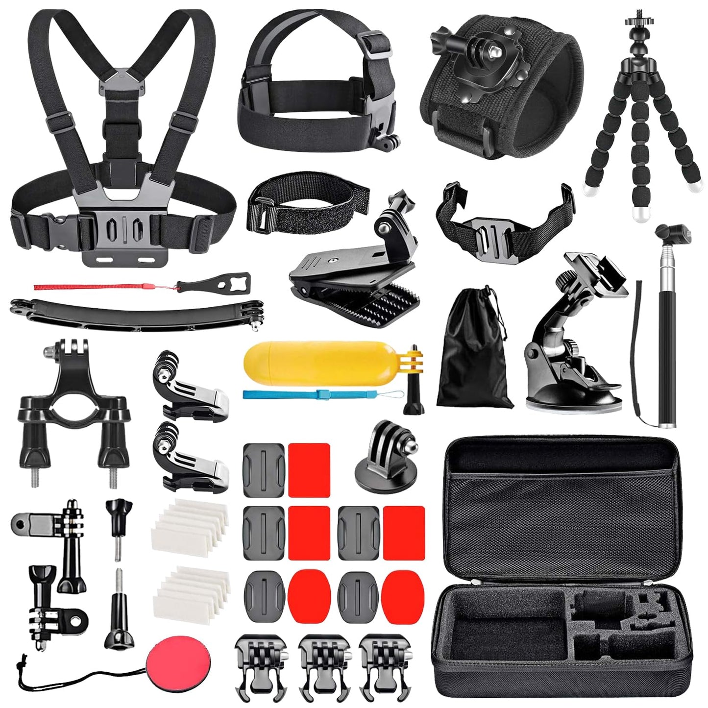 MEKICOWL 50 in 1 Action Camera Accessory Kit Compatible with Gopro Hero 12 11 10 9, DJI OSMO 4 3 2, Insta360 X3 X2 GO 3, SJCAM, DBPOWER, Campark, Sony