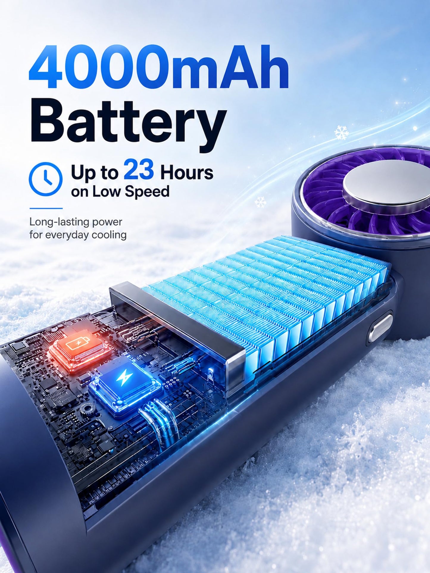 Rechargeable Handheld Fan with Cooling Plate, 199 Speeds and LED Display