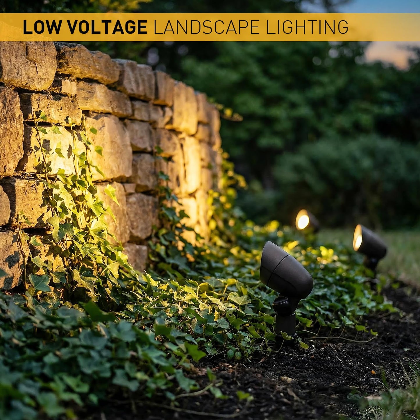 GOLDEN STAR Low Voltage Landscape Lights 3W LED Outdoor Landscape Floodlight 12V Bronze Waterproof 200Lumen Spotlight 3000K Warm White Outdoor