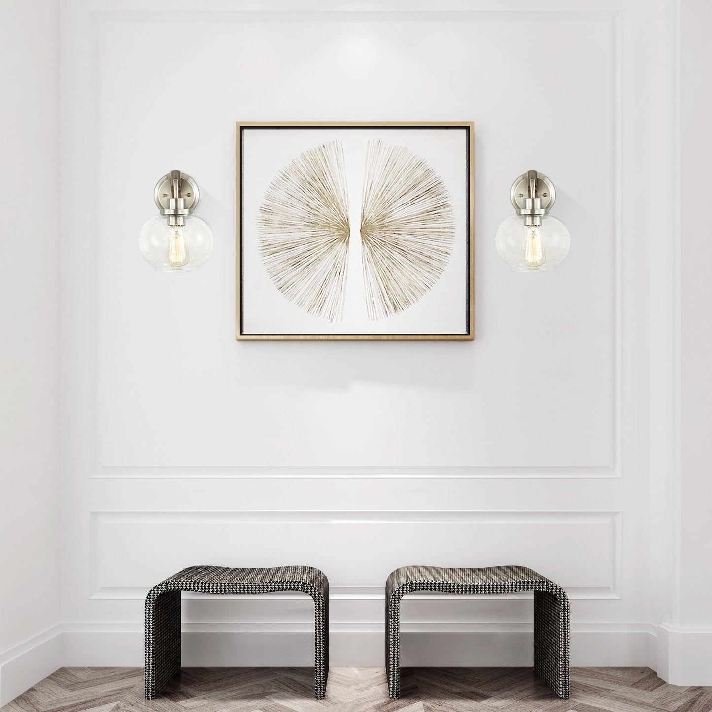 Light Society Sheridan Seeded Wall Sconce, Satin Nickel with Handblown Clear Glass Shade, Vintage Industrial Modern Lighting Fixture (LS-W245-SN)