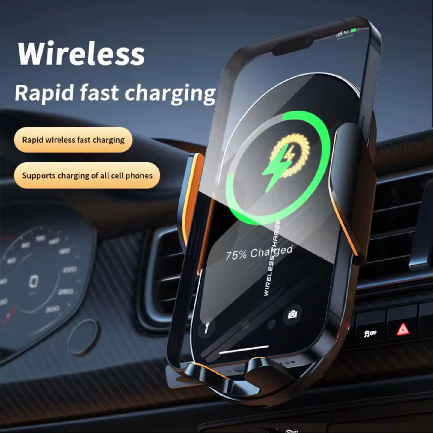 KULTIVR Car Vent Phone Holder - Wireless Fast Charging MagSafe Mount for iPhone and Android with Automatic Clamping, Built-in Battery and Sensors