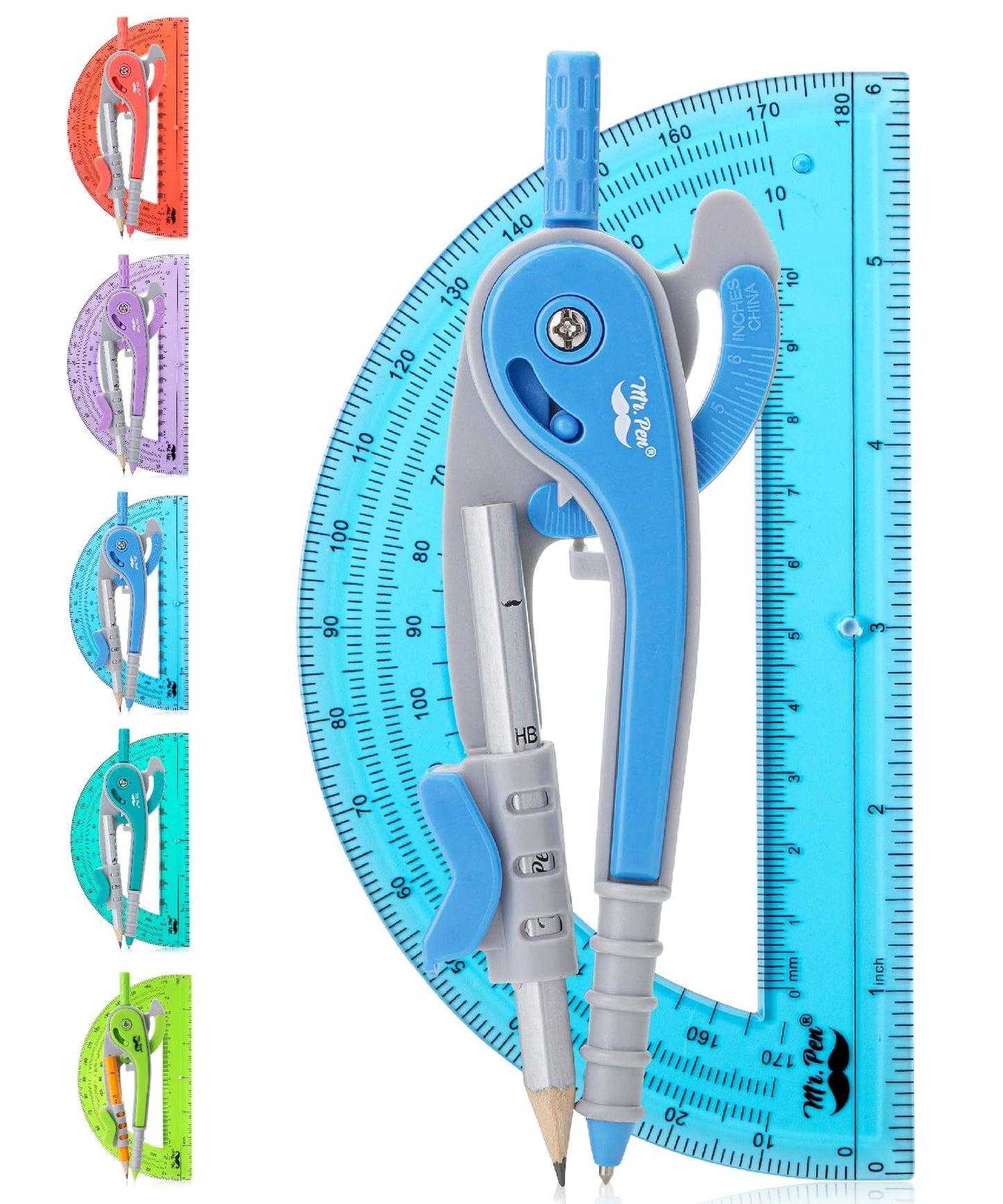 Mr. Pen- Geometry Compass and Protractor Set, 6 Inch Compass