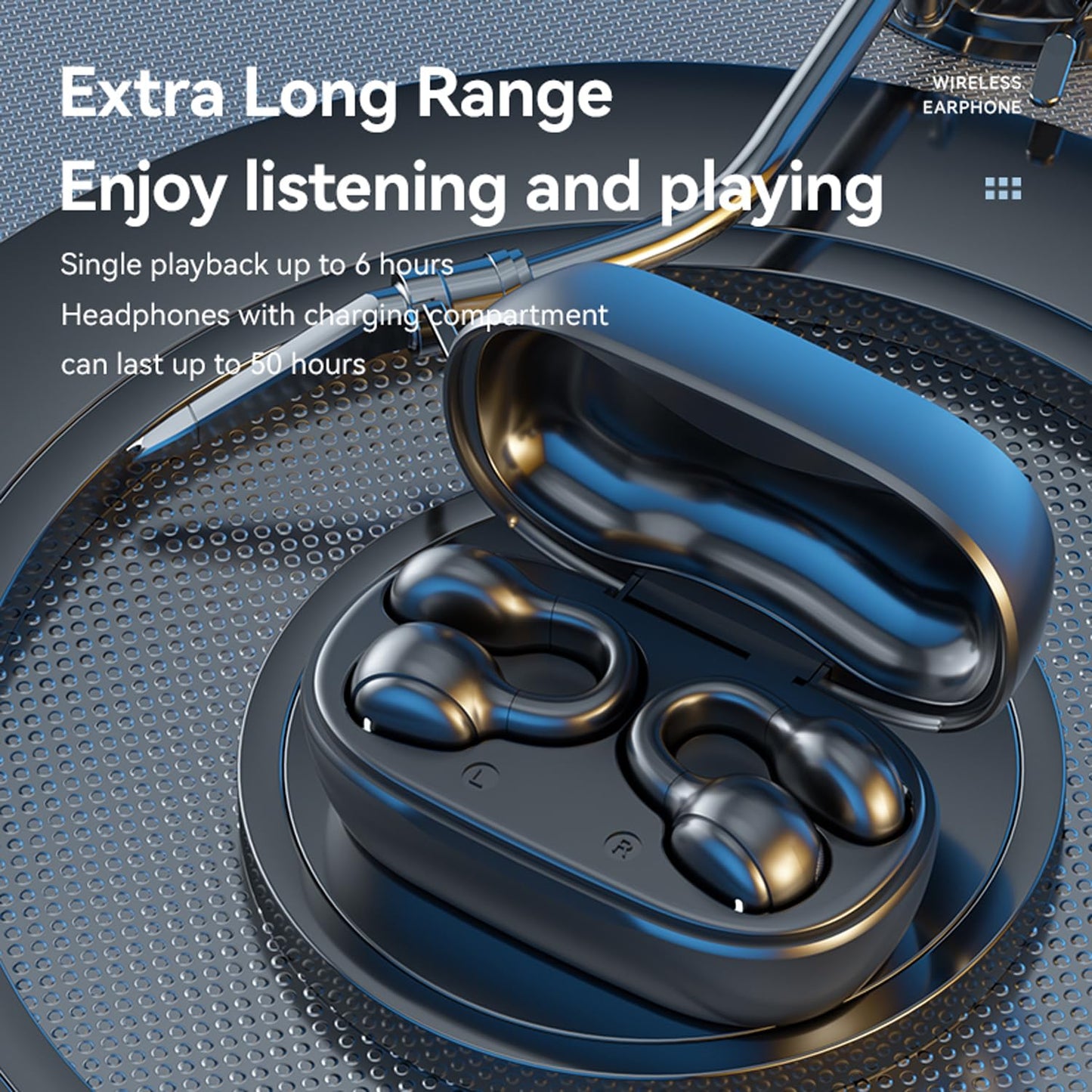 Bitstik Open-Ear Wireless Headphones Bluetooth Clip On Mini Earbuds Charging Case Ear Buds Sports Bone Conduction Headphones Earphones for Workout…