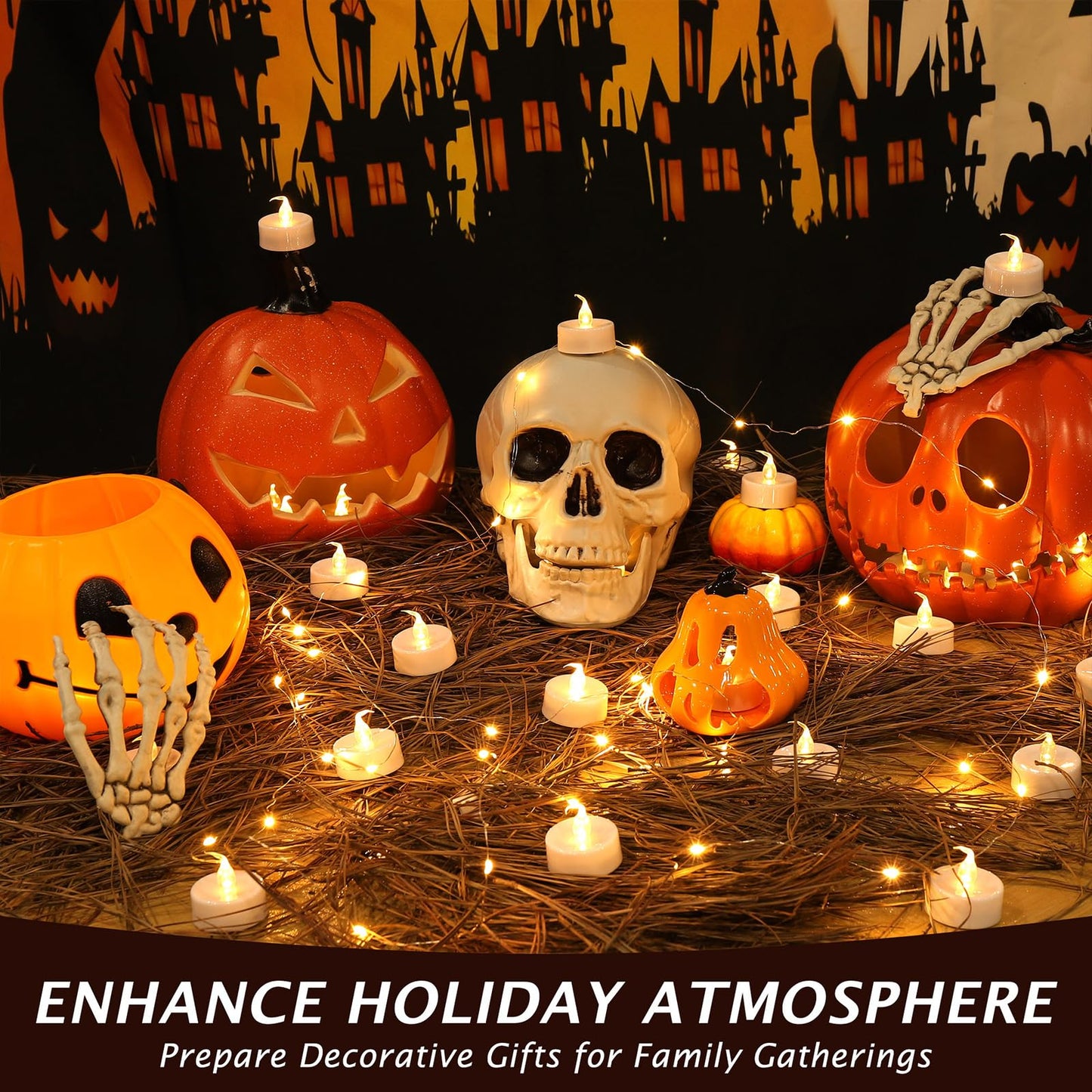 Topstone 12 pcs Flameless Candles with Timer,Timing Electric Tealight Candles,Battery Operated Fake Candles,Warm White Led Votive Candles