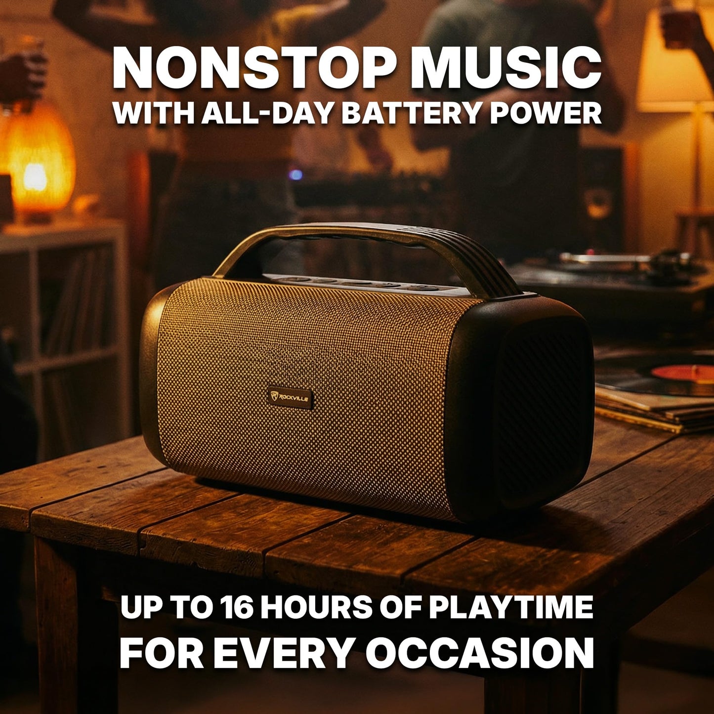 Rockville RPB55 Portable Bluetooth Speaker, 20W RMS, Dual 3.5" Full-Range Drivers, TWS Pairing, USB/TF Playback, Deep Bass, Up to 16-Hour Battery