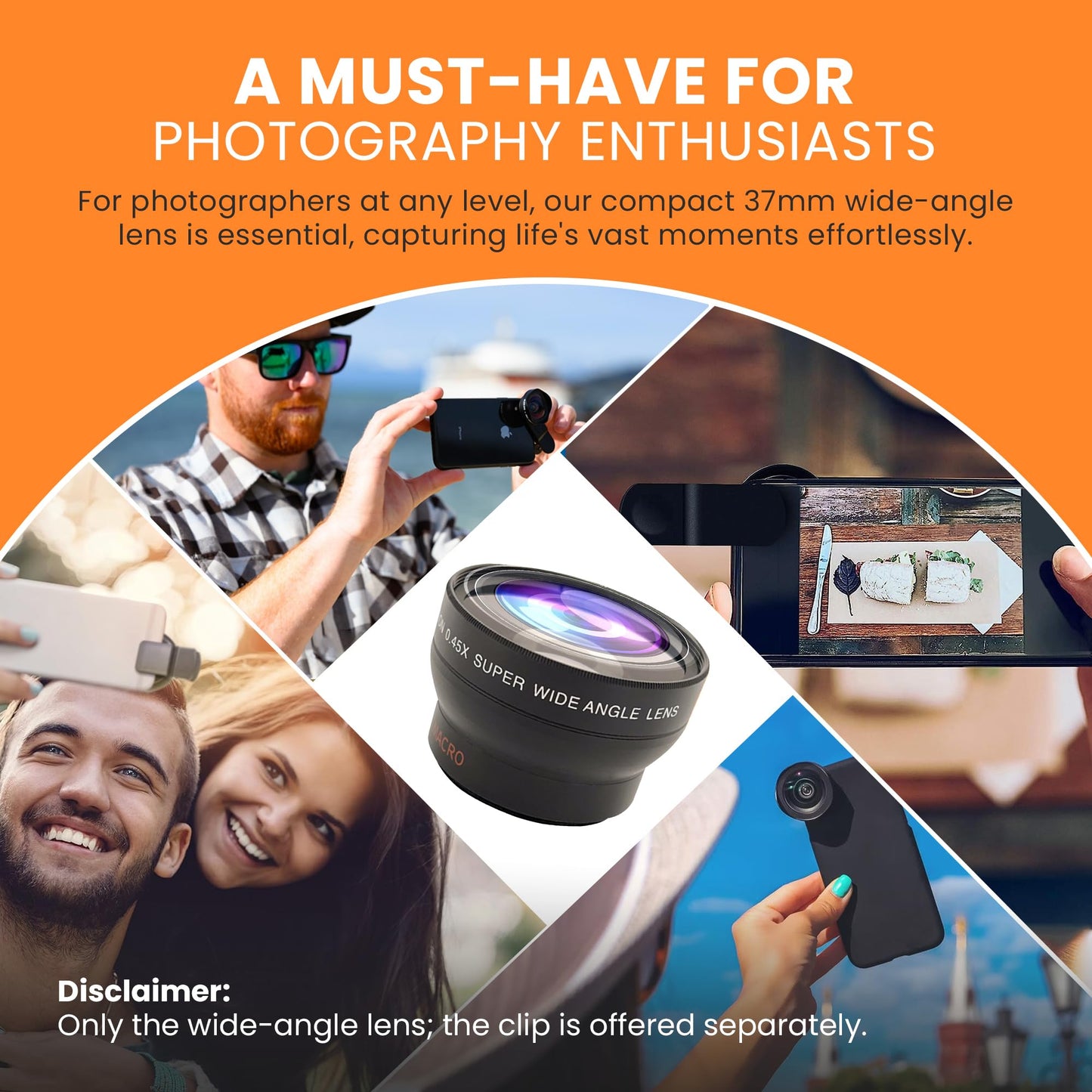 iOgrapher 37mm Wide Angle Lens for iPhone and Smartphones - Macro Lens and Wide Phone Lens - Macro Lens for iPhone and Other Smartphones - Camera Lens