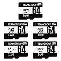 TEAMGROUP Micro 64GB 5 Pack UHS-I U1 Class 10 SDHC SDXC Read Speed up to 100MB/s High Speed Flash Meomry Card with Adapter for Camera, Surveillance