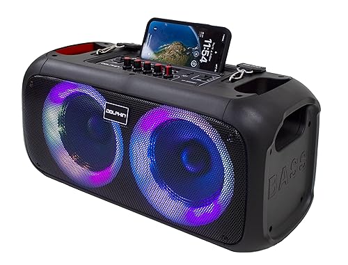 Dolphin Boombox Portable Bluetooth Speaker - Crisp Sound - Dual 6.5" Woofer, 1" Tweeter