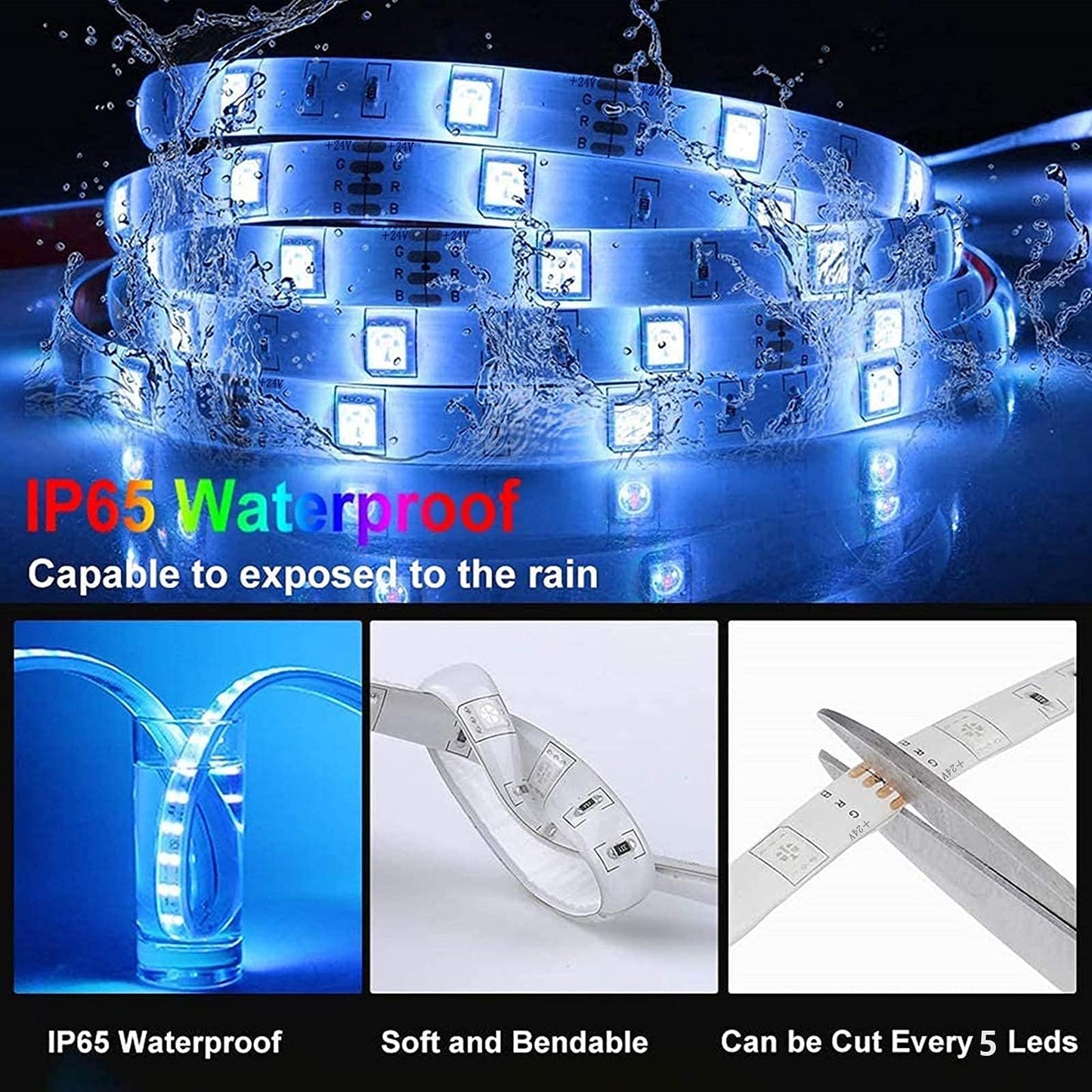 MIHEAL Led Light Strip, WiFi Wireless Smart Phone Controlled 65.6ft Waterproof Strip Light Kit White Band 5050 LED Lights,Working with Android and iOS