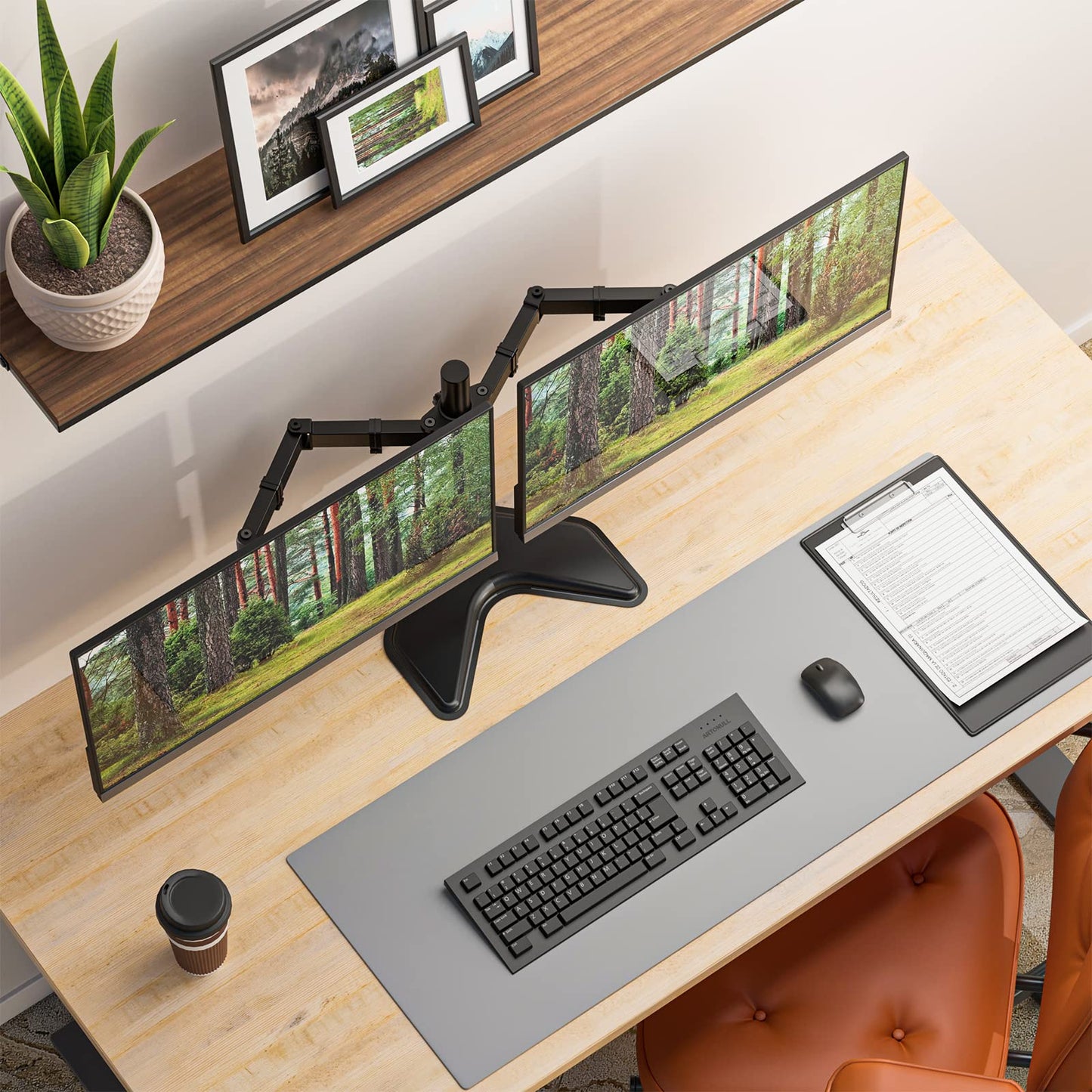 WALI Dual Monitor Stand for Desk, Monitor Stands for 2 Monitors up to 27 inch, Dual Monitors Mount Fits up to 22lbs, Free Standing Full Motion Dual