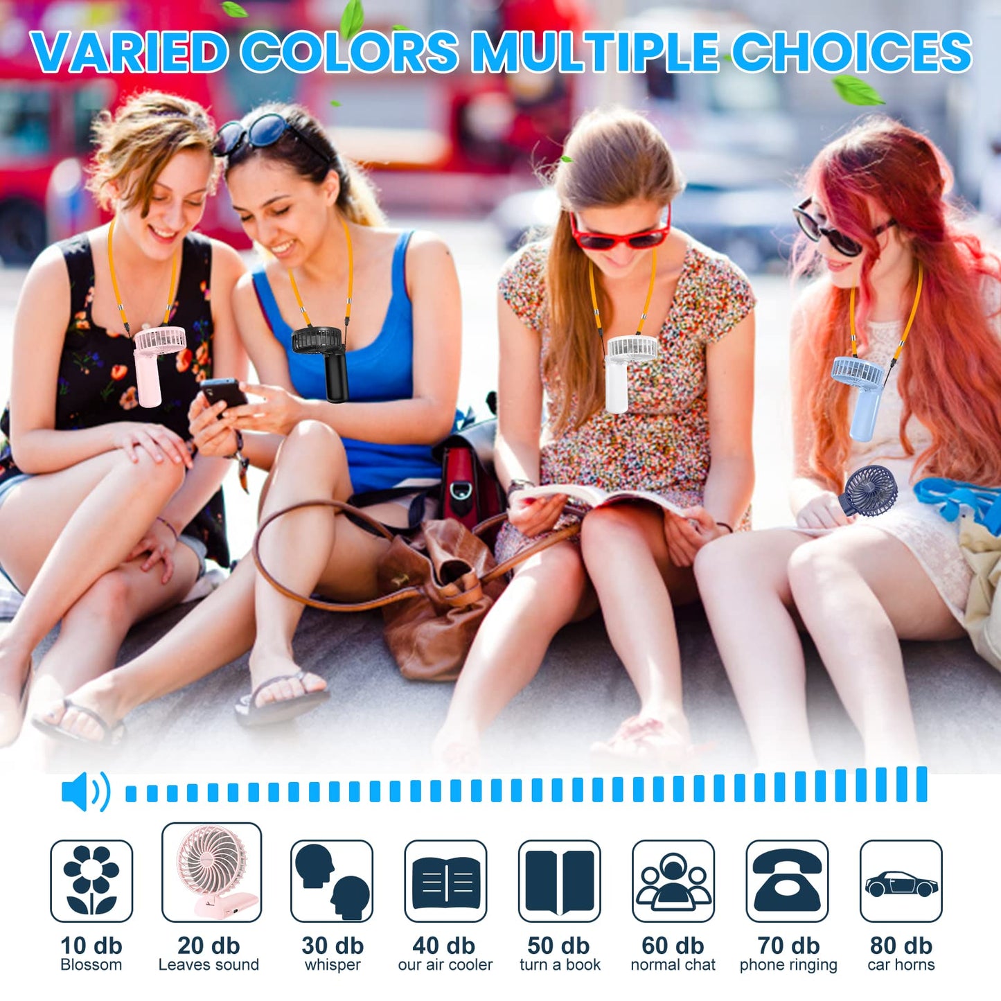 2024 Upgraded Portable Fan,Small Handheld Fan with Foldable Handle,Mini Desk Fan Up to 20H Cooling Time,Quiet Neck Fan with Rope,Travel Essentials