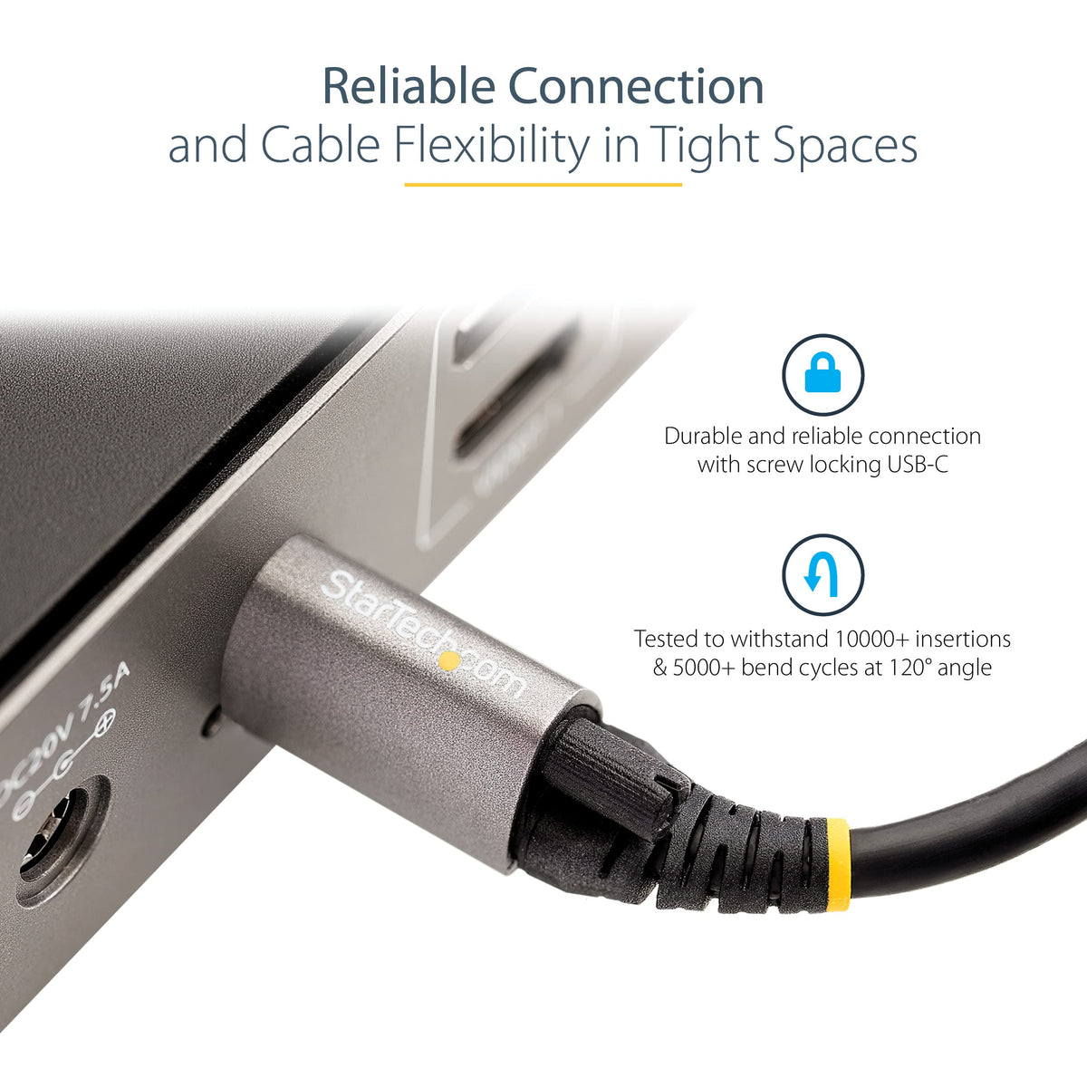 StarTech 3.3ft/1m Top Screw Locking USB-C Cable, USB 10Gbps, 100W PD