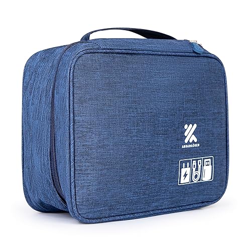 ARRANGÖRER Travel Cable Organizer Bag for Adapters, Cords, and Phone, Mobile Device, Gaming, and Tech Accessories, Waterproof Compact and Portable