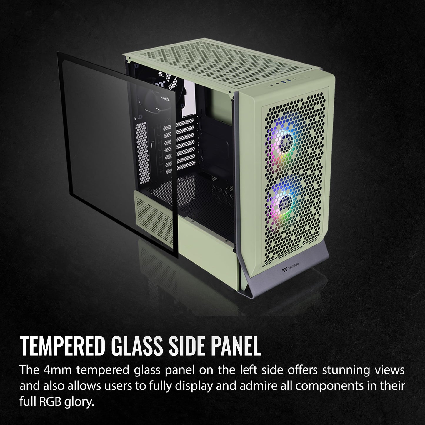 Thermaltake Ceres 300 Matcha Green Mid Tower E-ATX Computer Case with Tempered Glass Side Panel; 2xCT140 ARGB Fan Preinstalled; Rotational PCIe Slots;