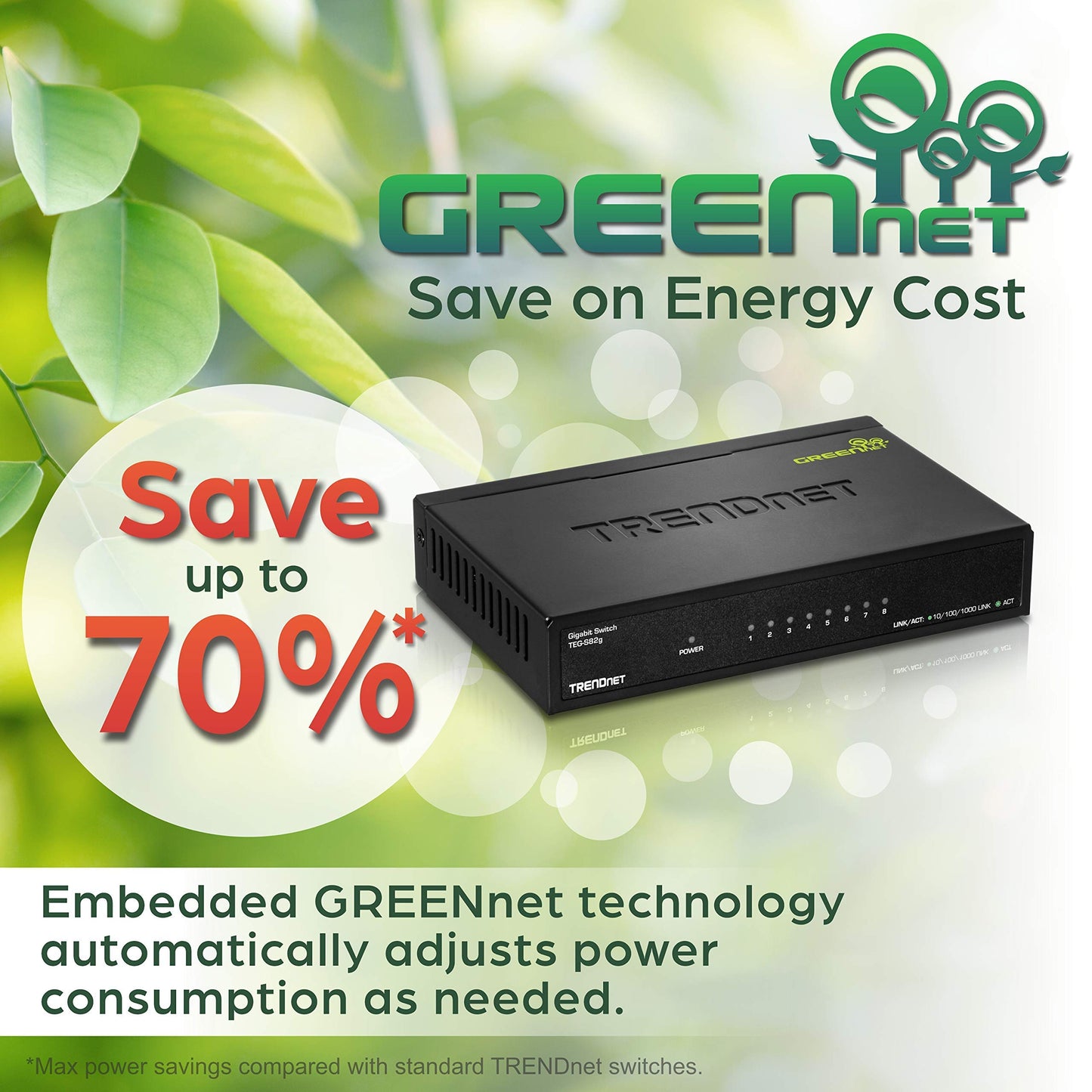 TRENDnet 8-Port Gigabit GREENnet Switch, Ethernet Network Switch, TEG-S82G