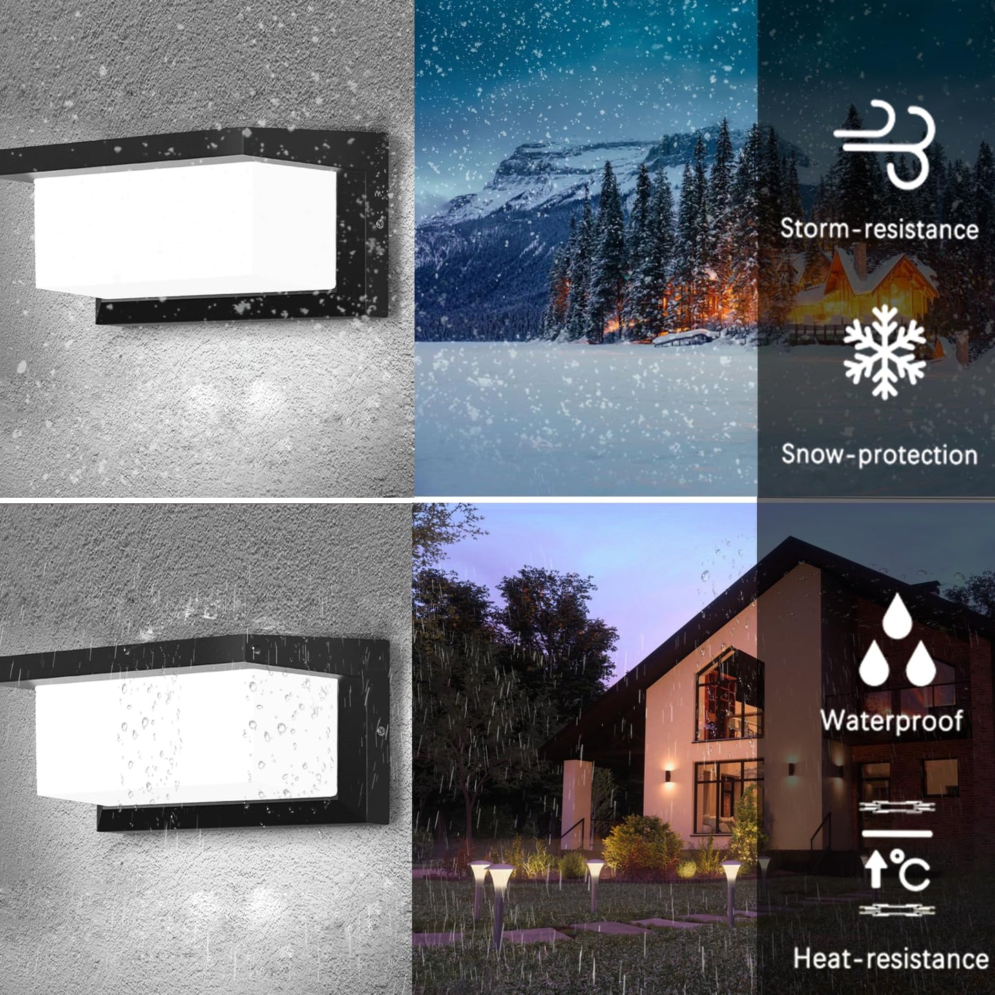 Outdoor Wall Sconce Lights 2 Pack Daylight, Modern LED Exterior Wall Light 1500LM, 3CCT Selectable 3000K 4000K 5000K, Waterproof Wall Mounted Light