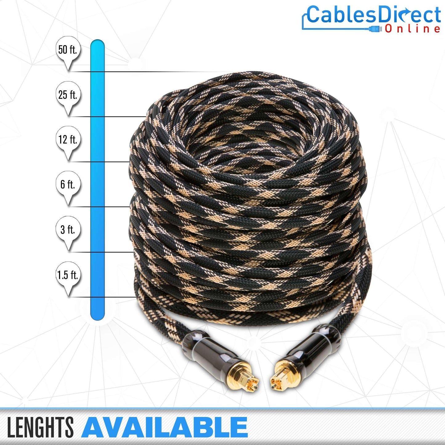 Cables Direct Online 6FT Premium Toslink Optical Audio Cable High Fidelity Digital Fiber Optic Cord for Home Theater, Sound Bar, Gaming Consoles