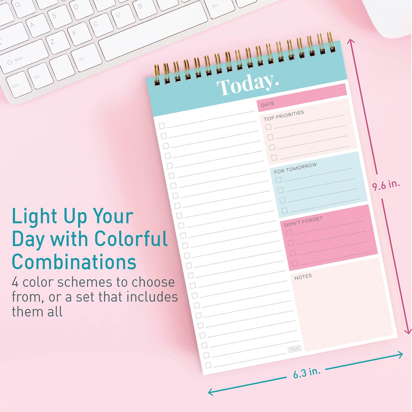 S&O Daily Planner Notepad for Productivity - 52 Page Routine To Do List - Undated Writing pad and Organizer - Every day To Do List Scheduler- Coiled