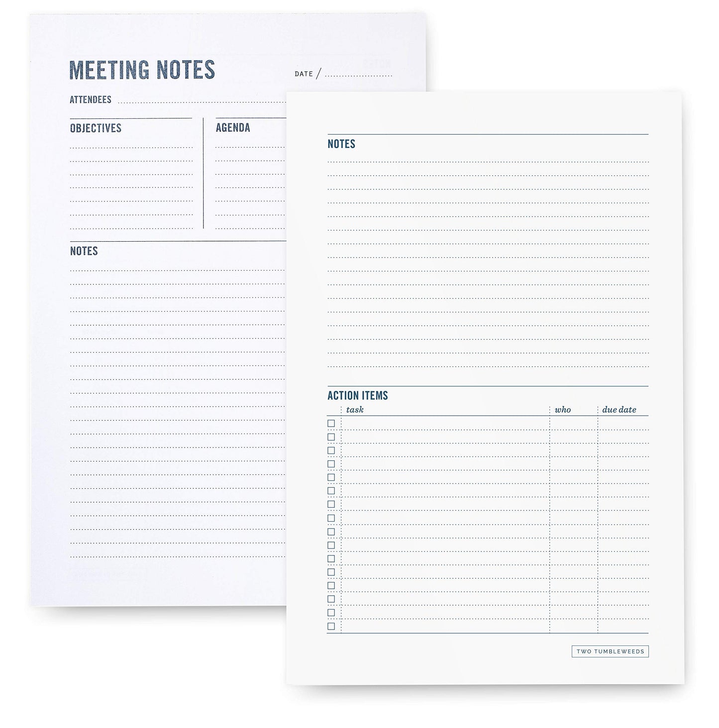 Meeting Notes Notepad - 6x9" - Double Sided Planning Pad - Objectives, Notes, Action Items & Follow-Ups - Undated Meeting Agenda - 50 Double-Sided