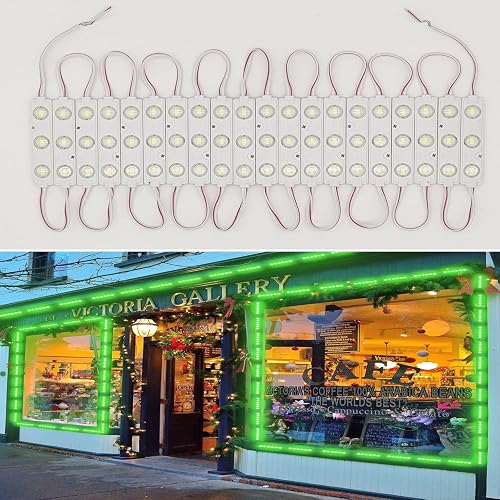 AOOYUANKE LED Module, Windows Lights Green 100pcs 49.8 Ft 5730 SMD 150LM Per LED Module IP65 Waterproof Decorative Light for Advertising Signs